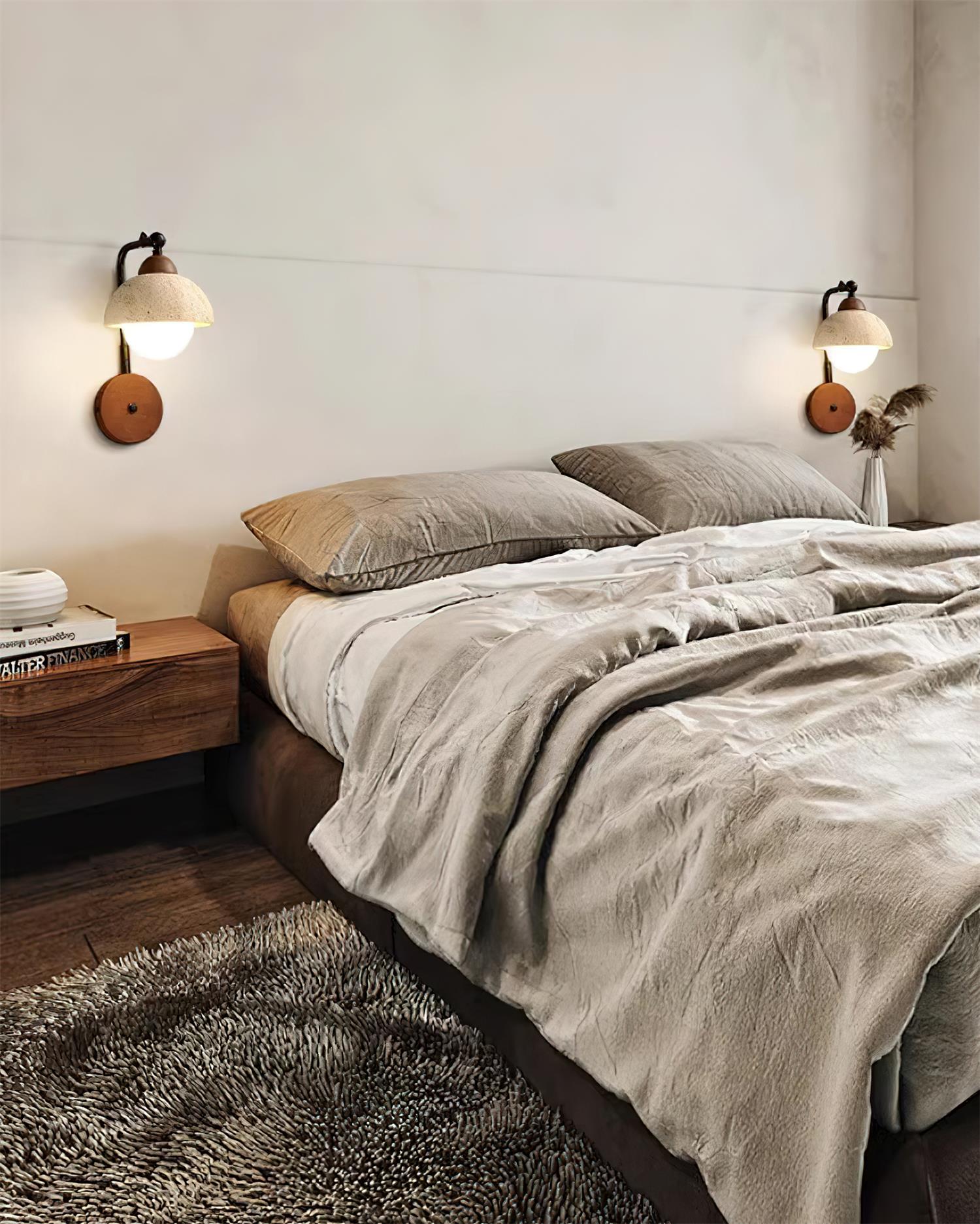 Solaro Wall Light Travertine White Opalescent Globe - Letslighting