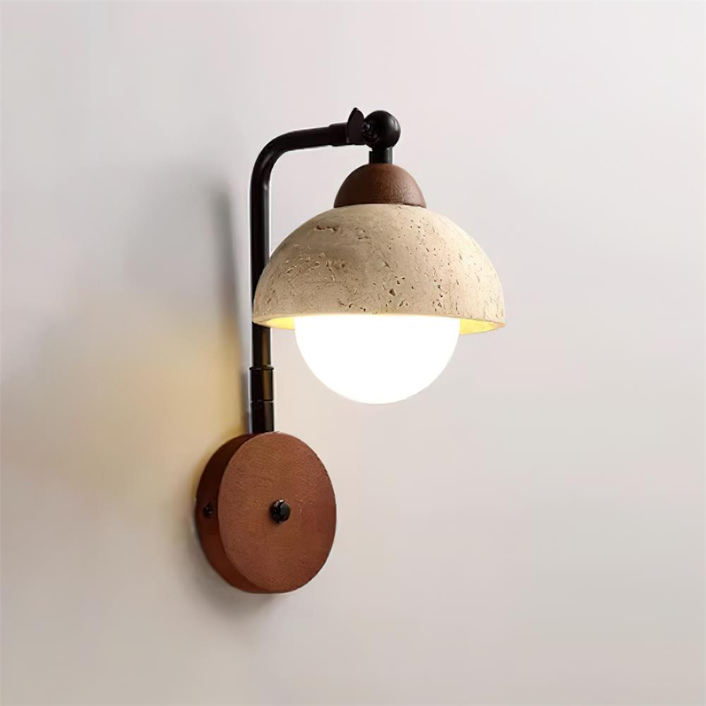 Solaro Wall Light Travertine White Opalescent Globe - Letslighting