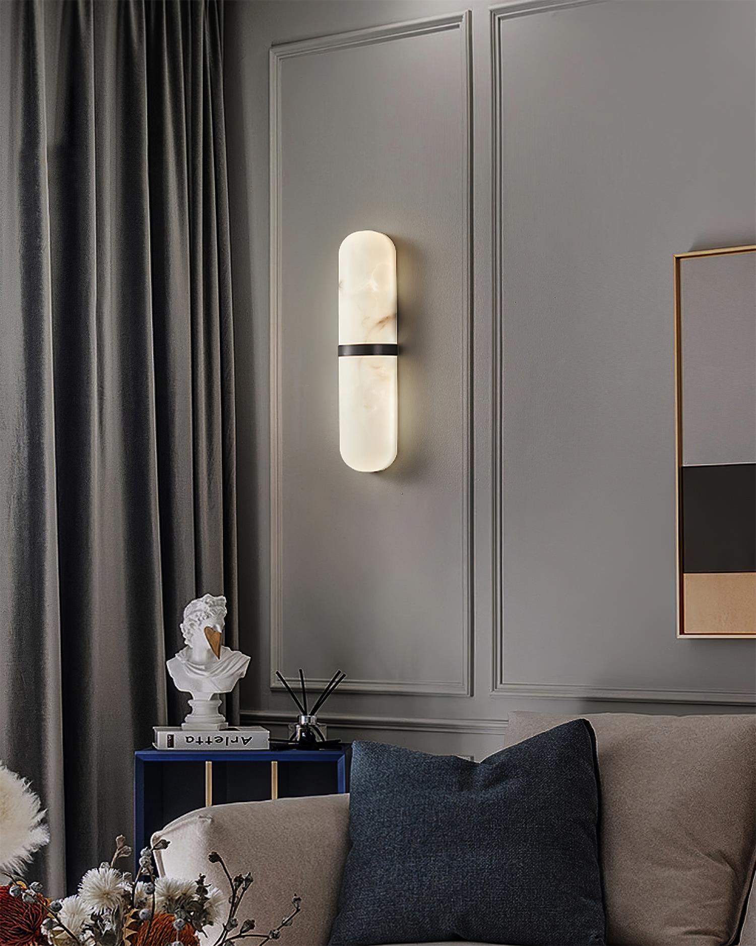 Wall Lamp Alabaster Capsule Brass Band - Letslighting