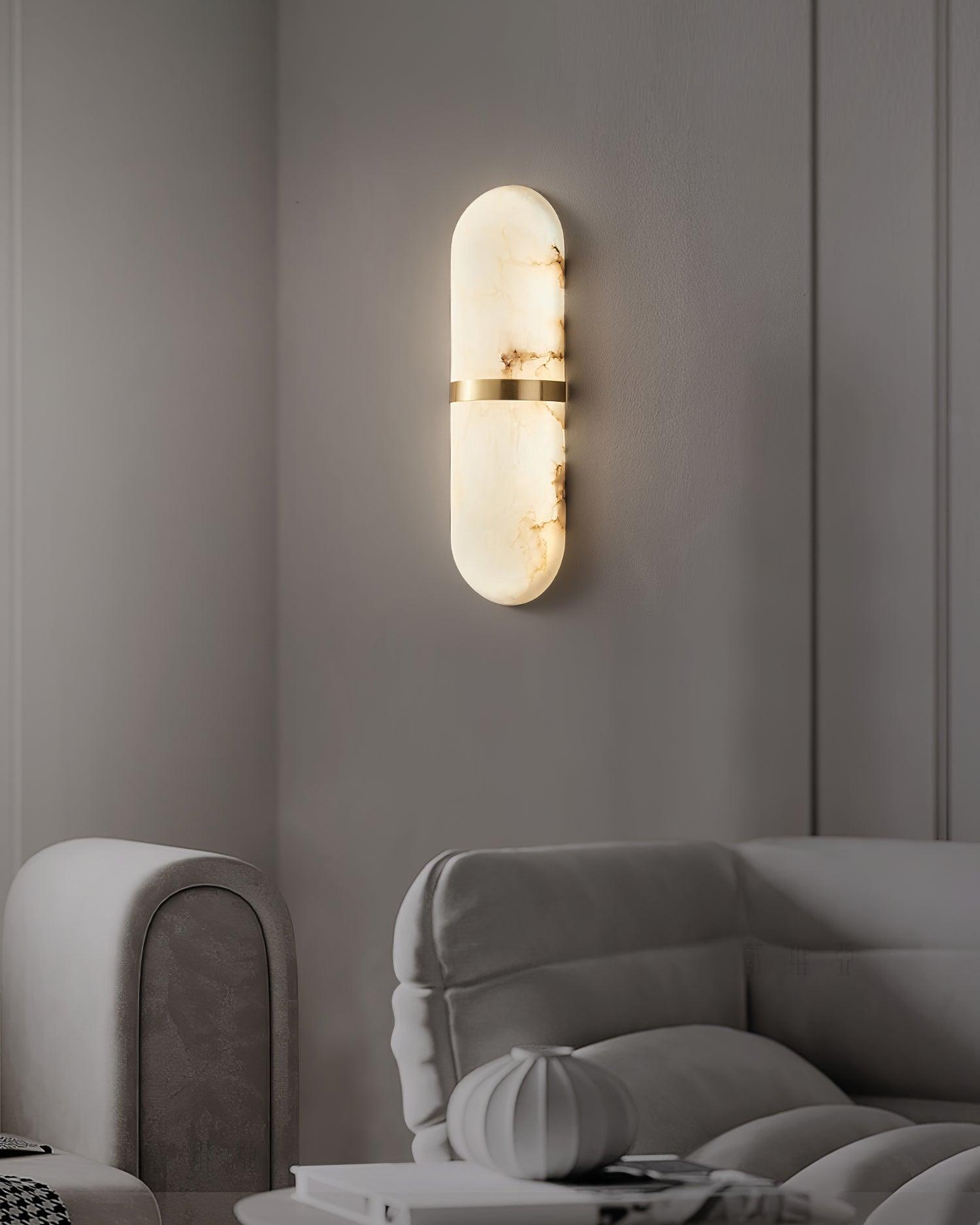 Wall Lamp Alabaster Capsule Brass Band - Letslighting