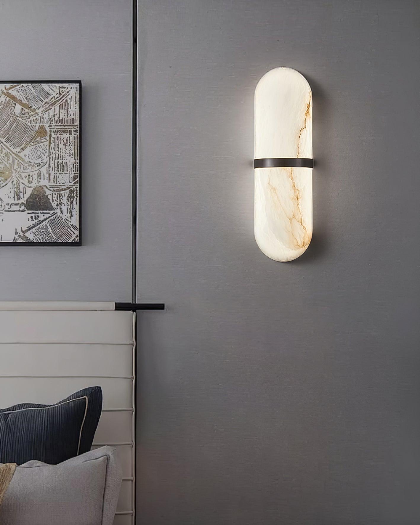 Wall Lamp Alabaster Capsule Brass Band - Letslighting