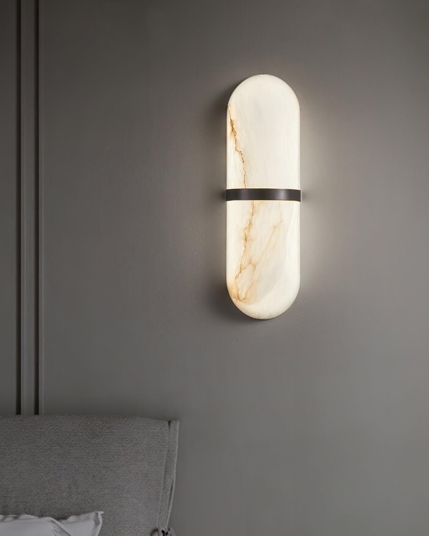 Wall Lamp Alabaster Capsule Brass Band - Letslighting
