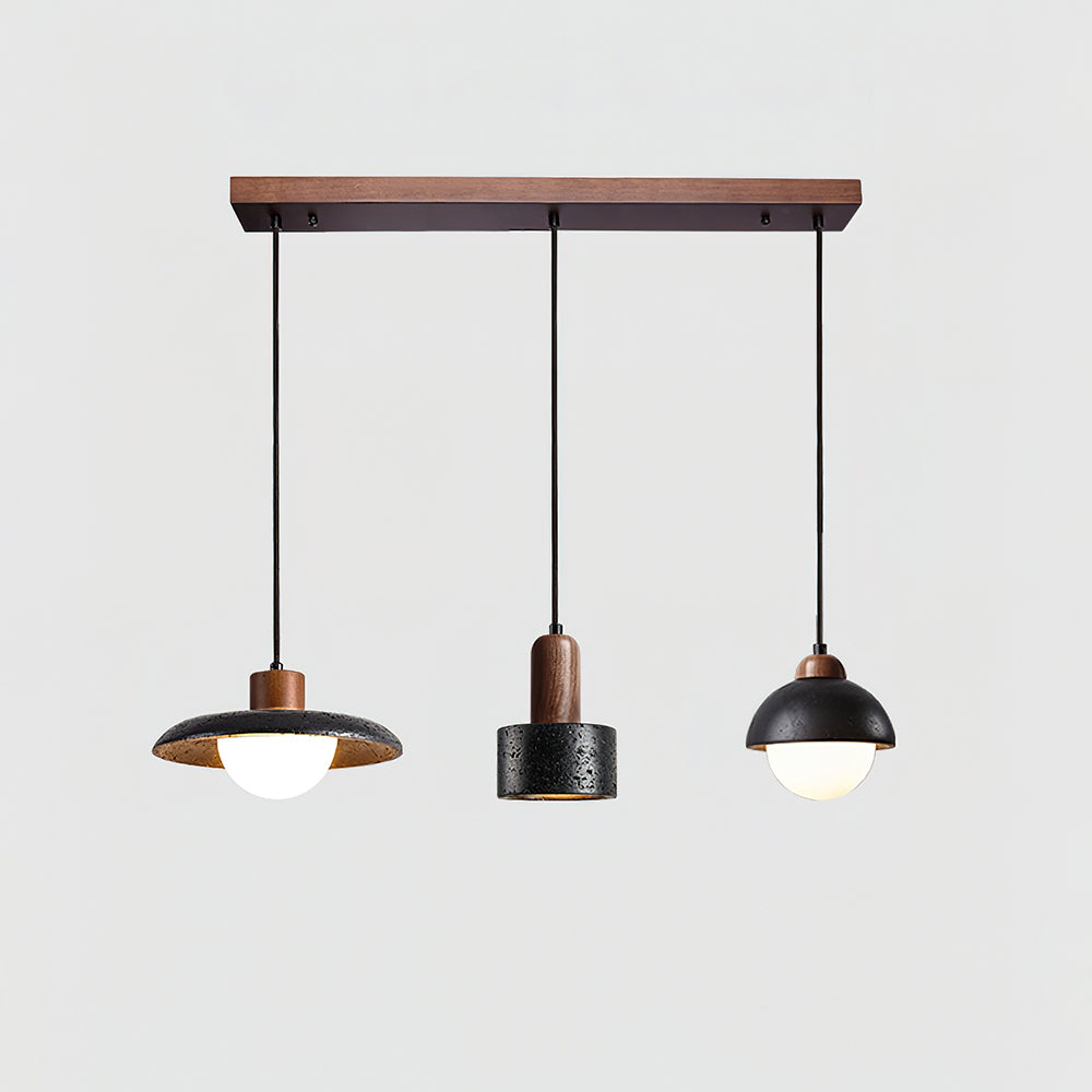 Ritta Black Travertine Pendant Light Set - Letslighting
