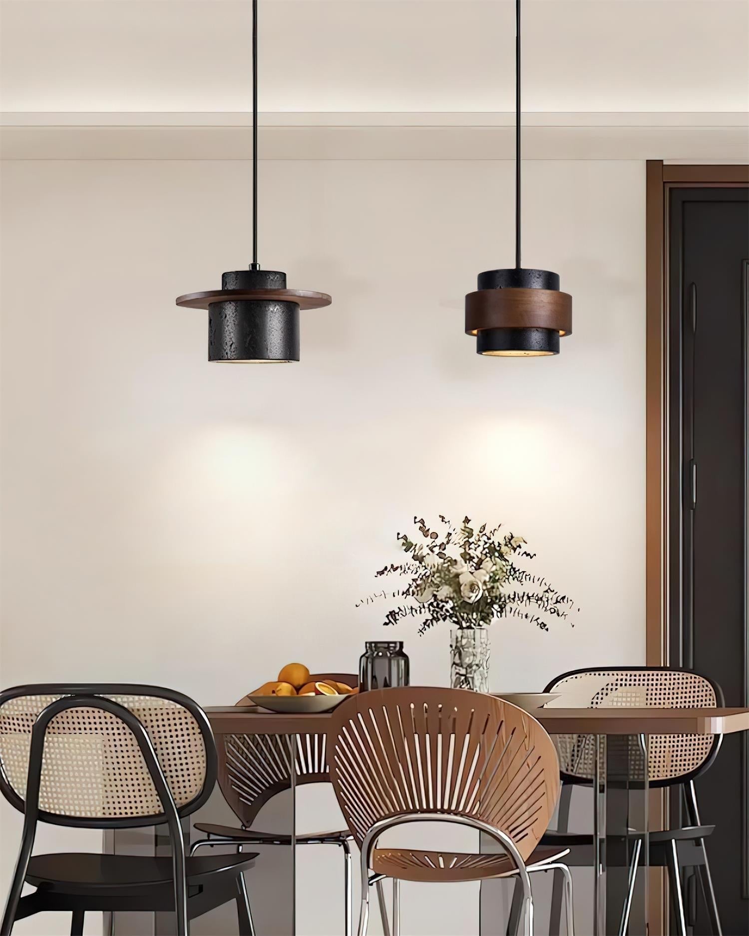 Ritta Black Travertine Pendant Light Set - Letslighting