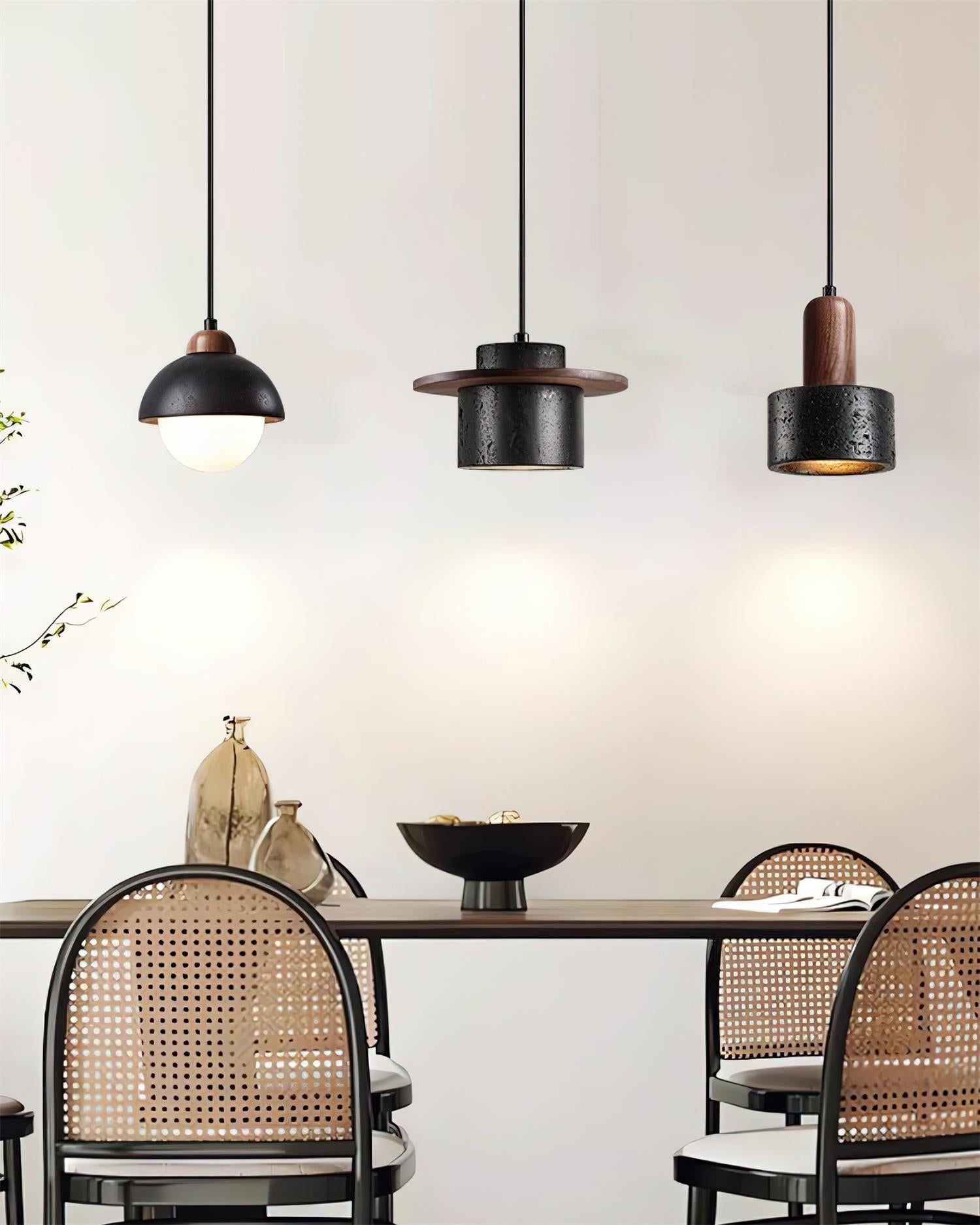 Ritta Black Travertine Pendant Light Set - Letslighting