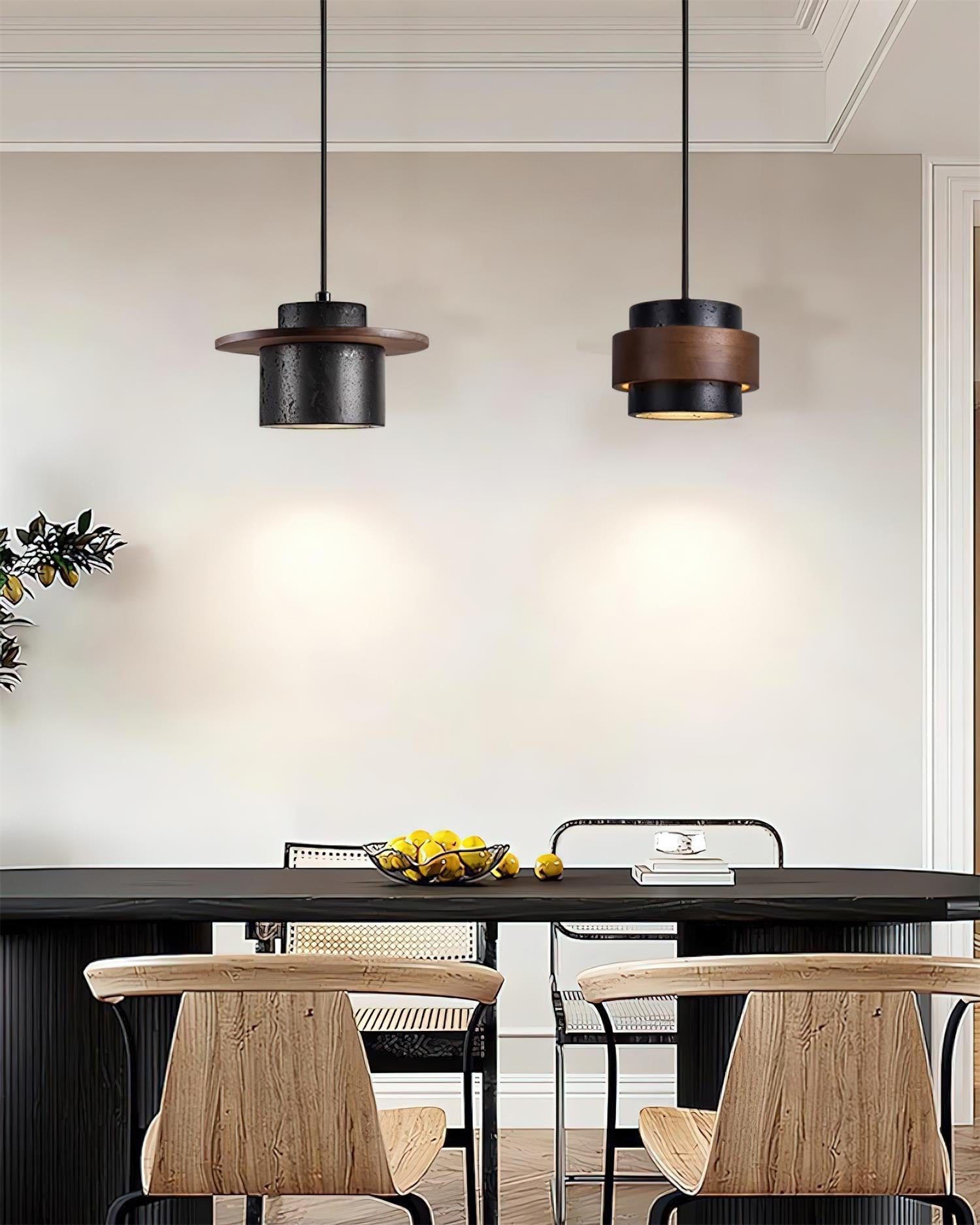 Ritta Black Travertine Pendant Light Set - Letslighting