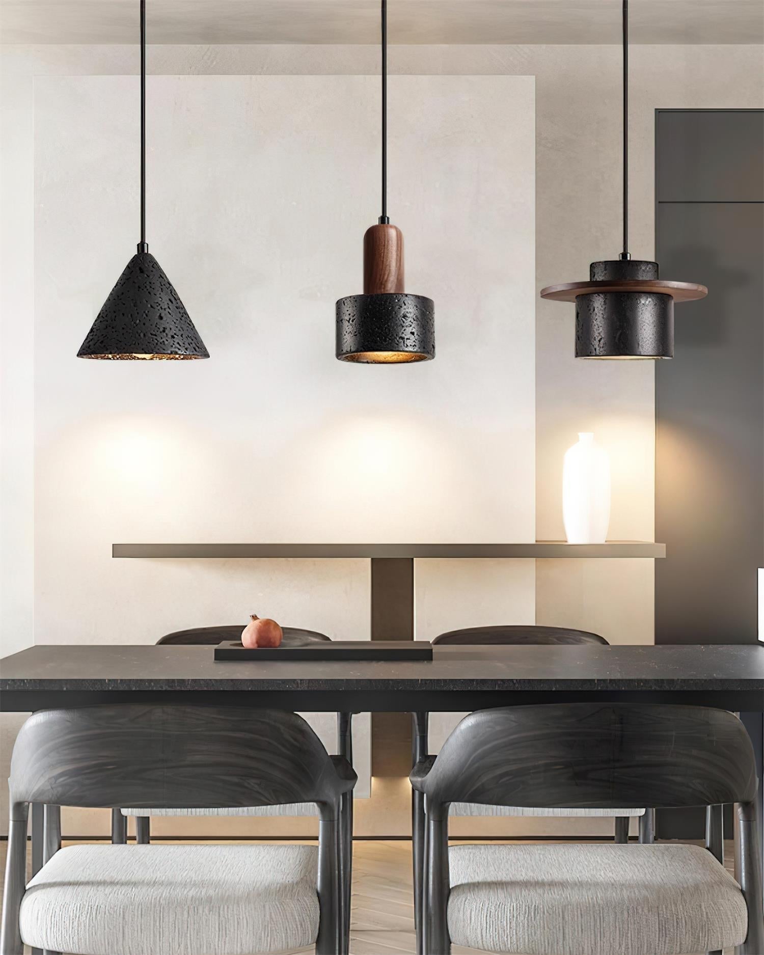 Ritta Black Travertine Pendant Light Set - Letslighting
