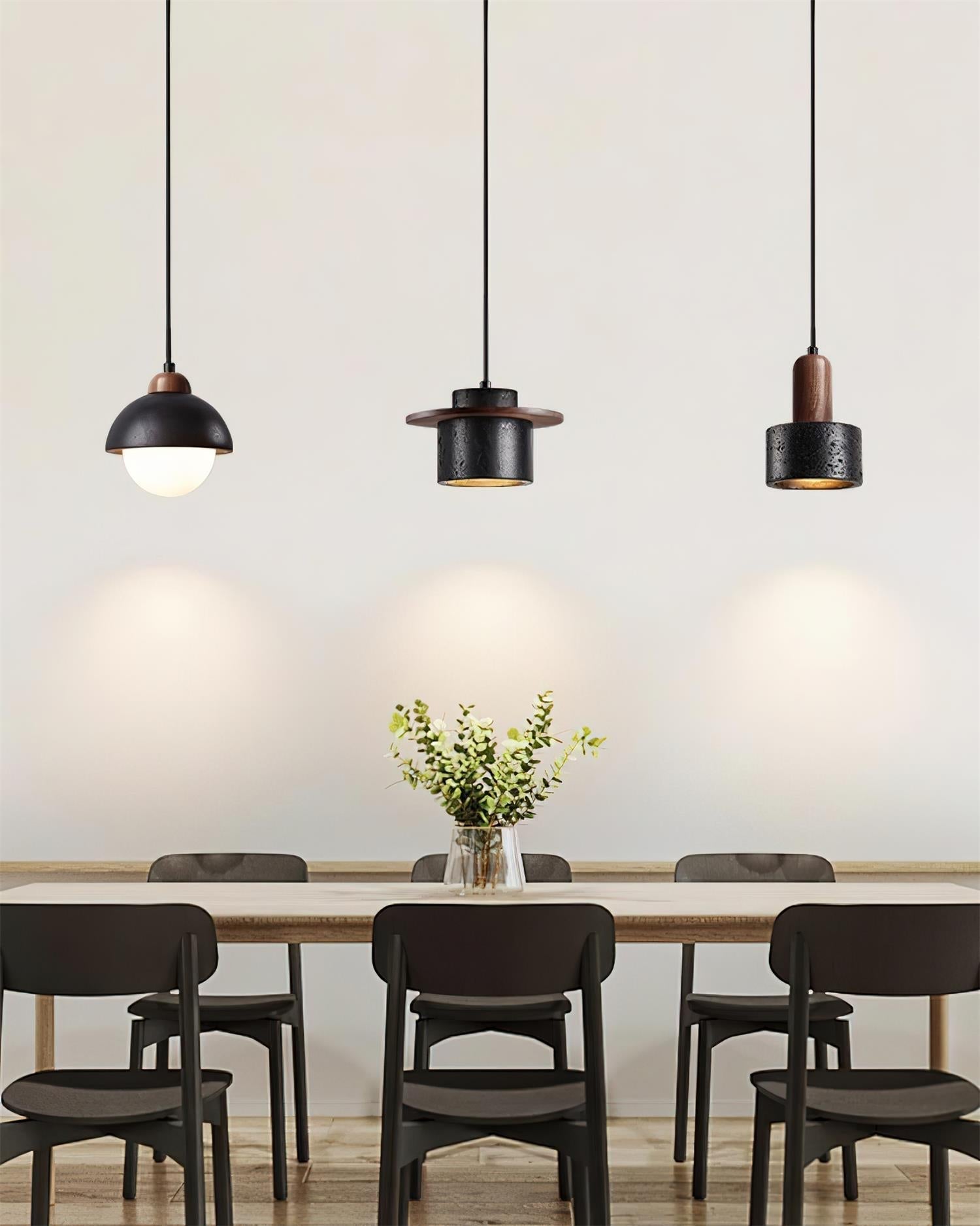 Ritta Black Travertine Pendant Light Set - Letslighting