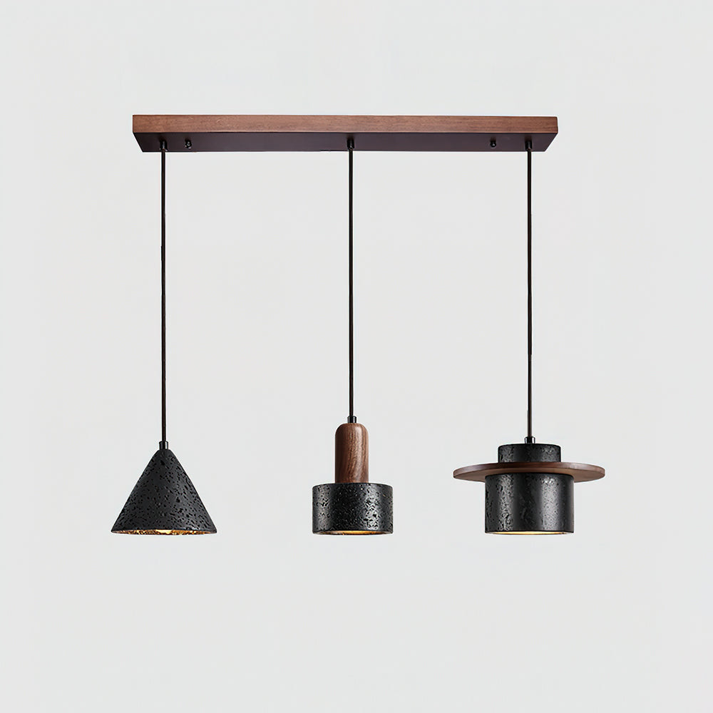 Ritta Black Travertine Pendant Light Set - Letslighting