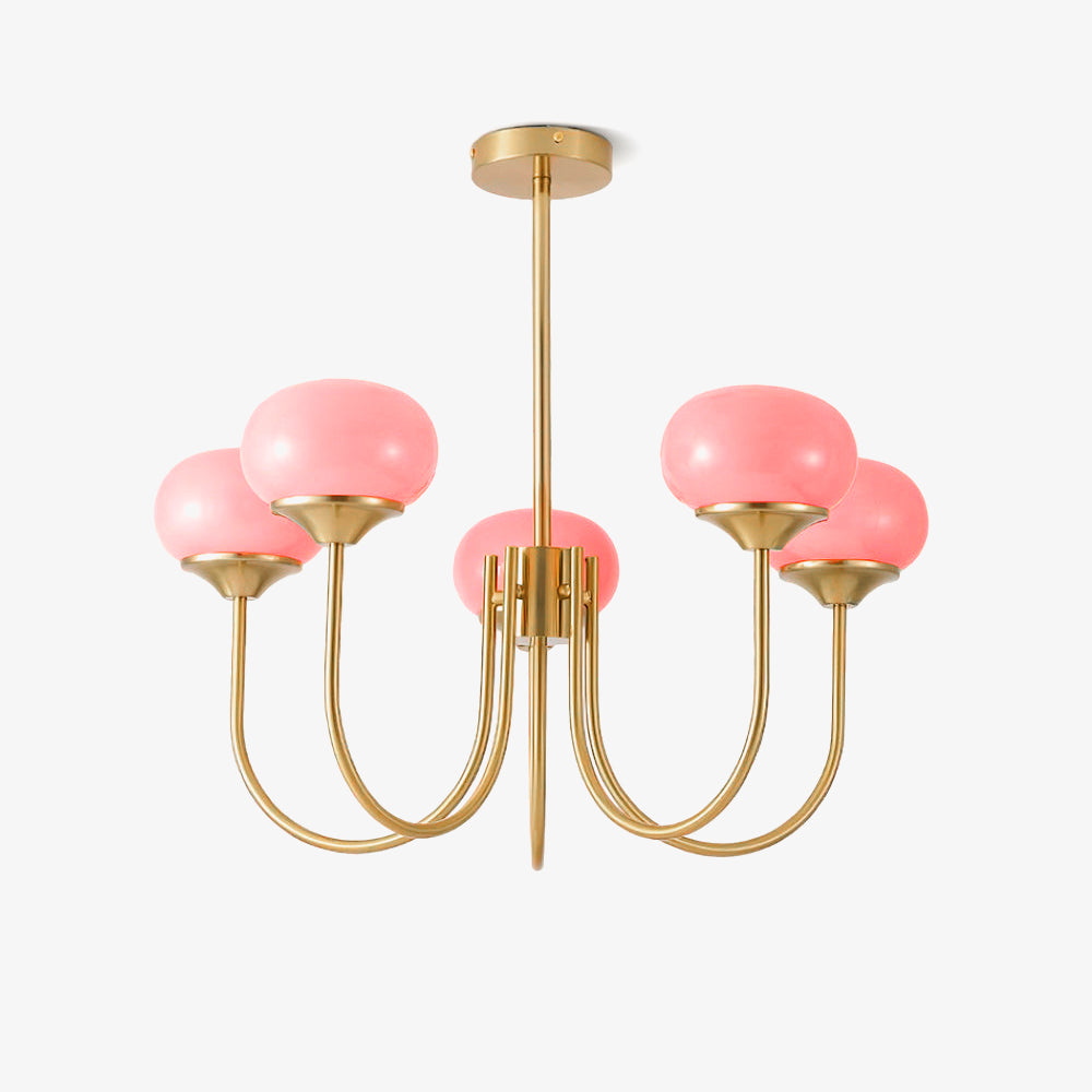 Lustra Kronleuchter Rosa Glaskugel Gold-Letslighting
