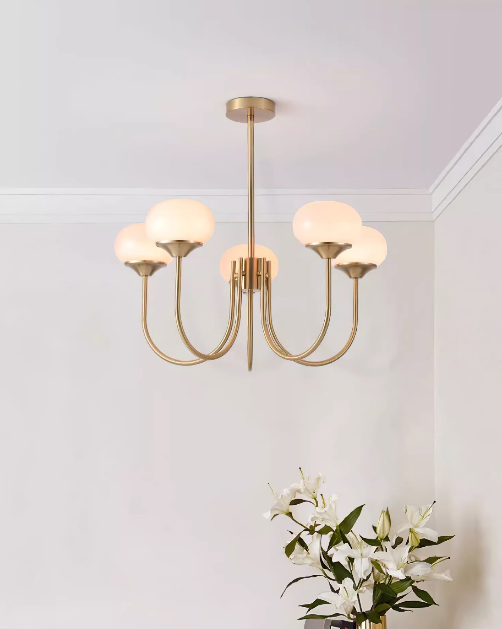 Lustra Kronleuchter Rosa Glaskugel Gold-Letslighting