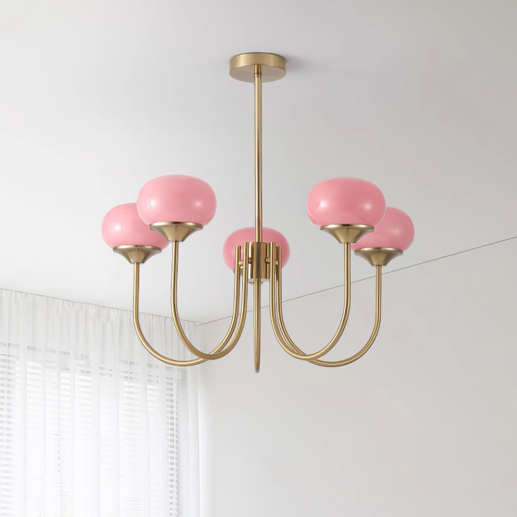 Lustra Kronleuchter Rosa Glaskugel Gold-Letslighting
