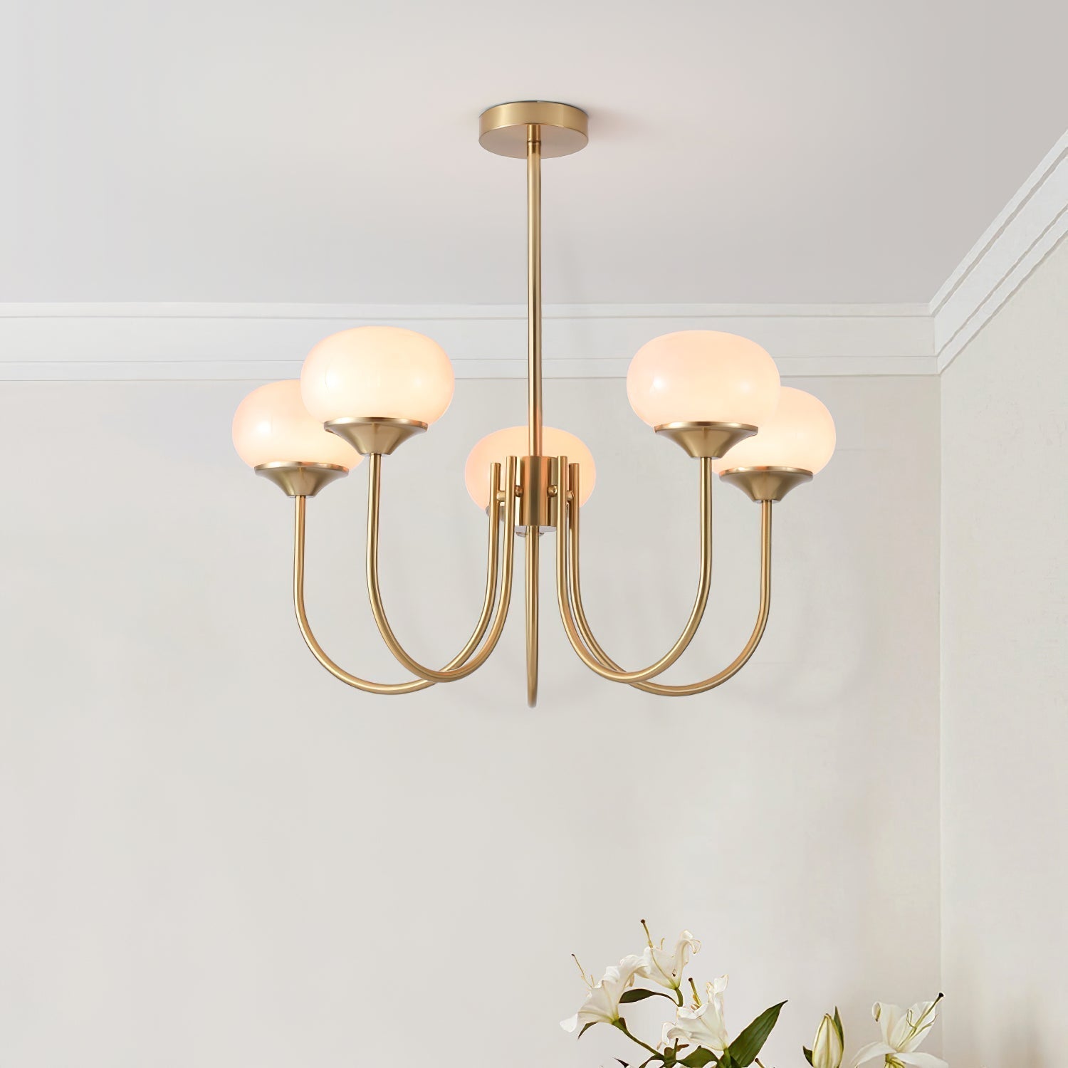 Lustra Kronleuchter Rosa Glaskugel Gold-Letslighting