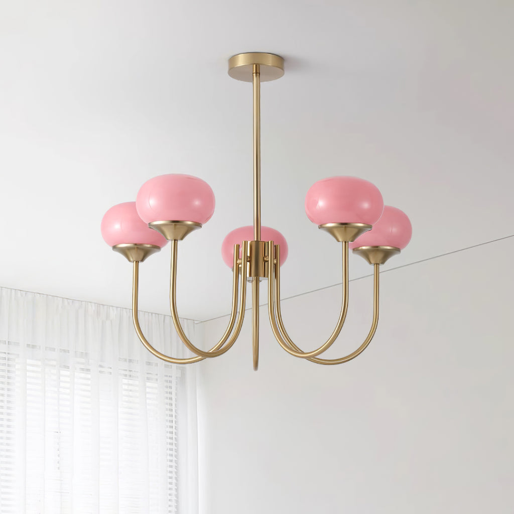 Lustra Kronleuchter Rosa Glaskugel Gold-Letslighting