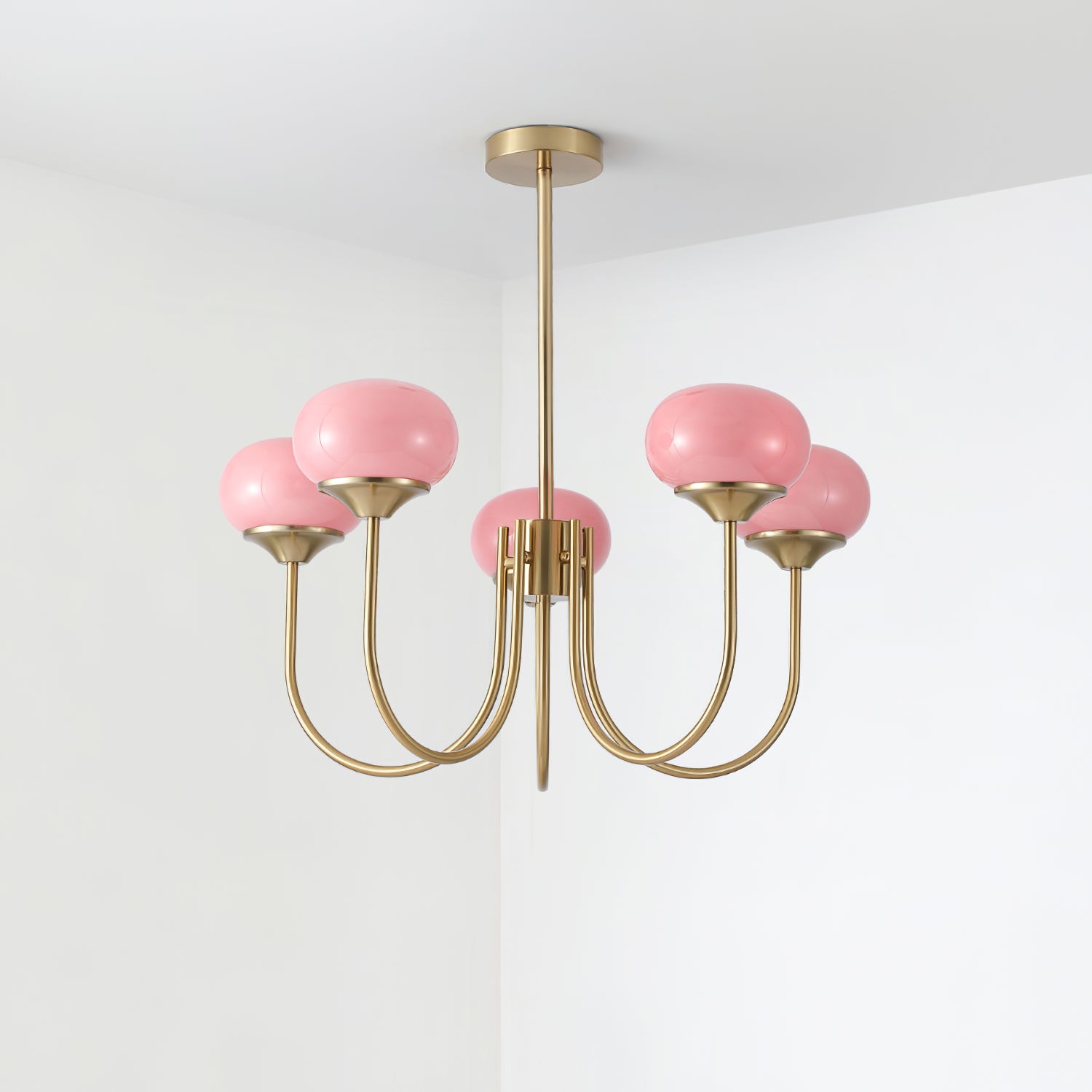Lustra Kronleuchter Rosa Glaskugel Gold-Letslighting