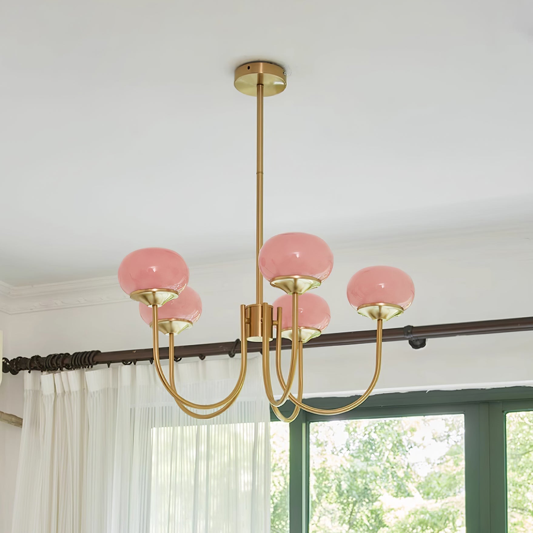Lustra Kronleuchter Rosa Glaskugel Gold-Letslighting