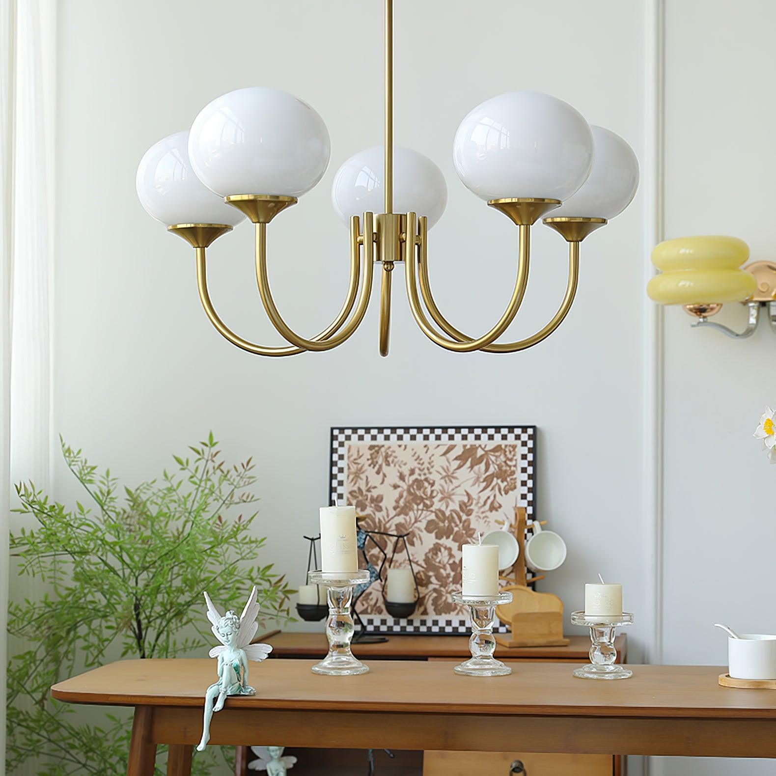 Lustra Kronleuchter Rosa Glaskugel Gold-Letslighting