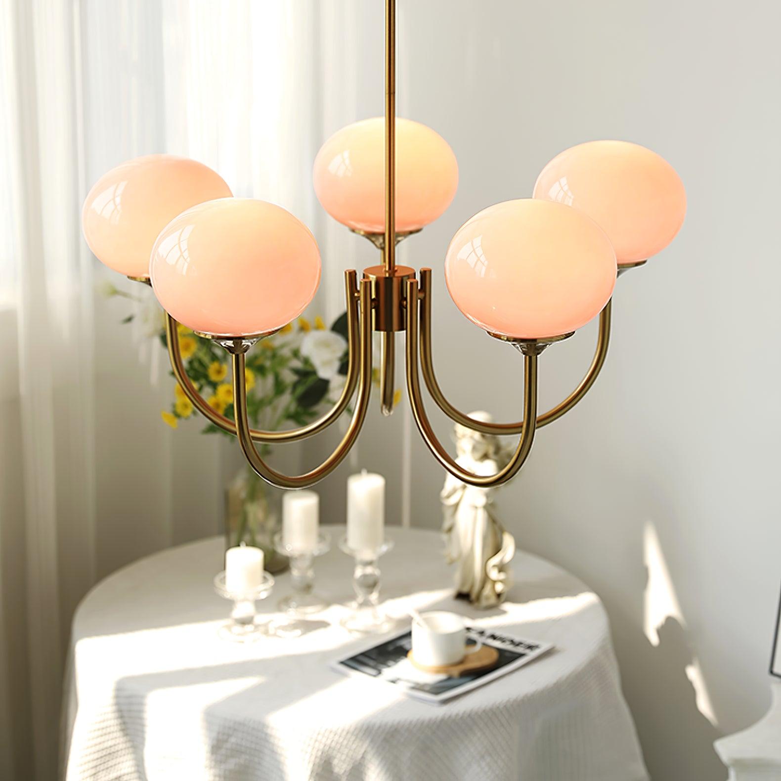 Lustra Kronleuchter Rosa Glaskugel Gold-Letslighting
