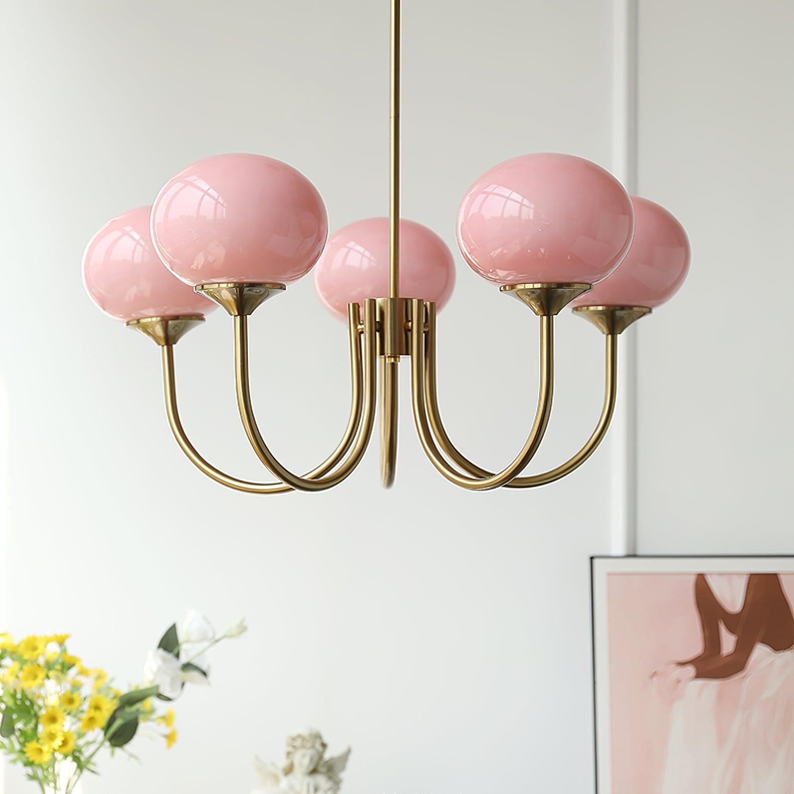Lustra Kronleuchter Rosa Glaskugel Gold-Letslighting