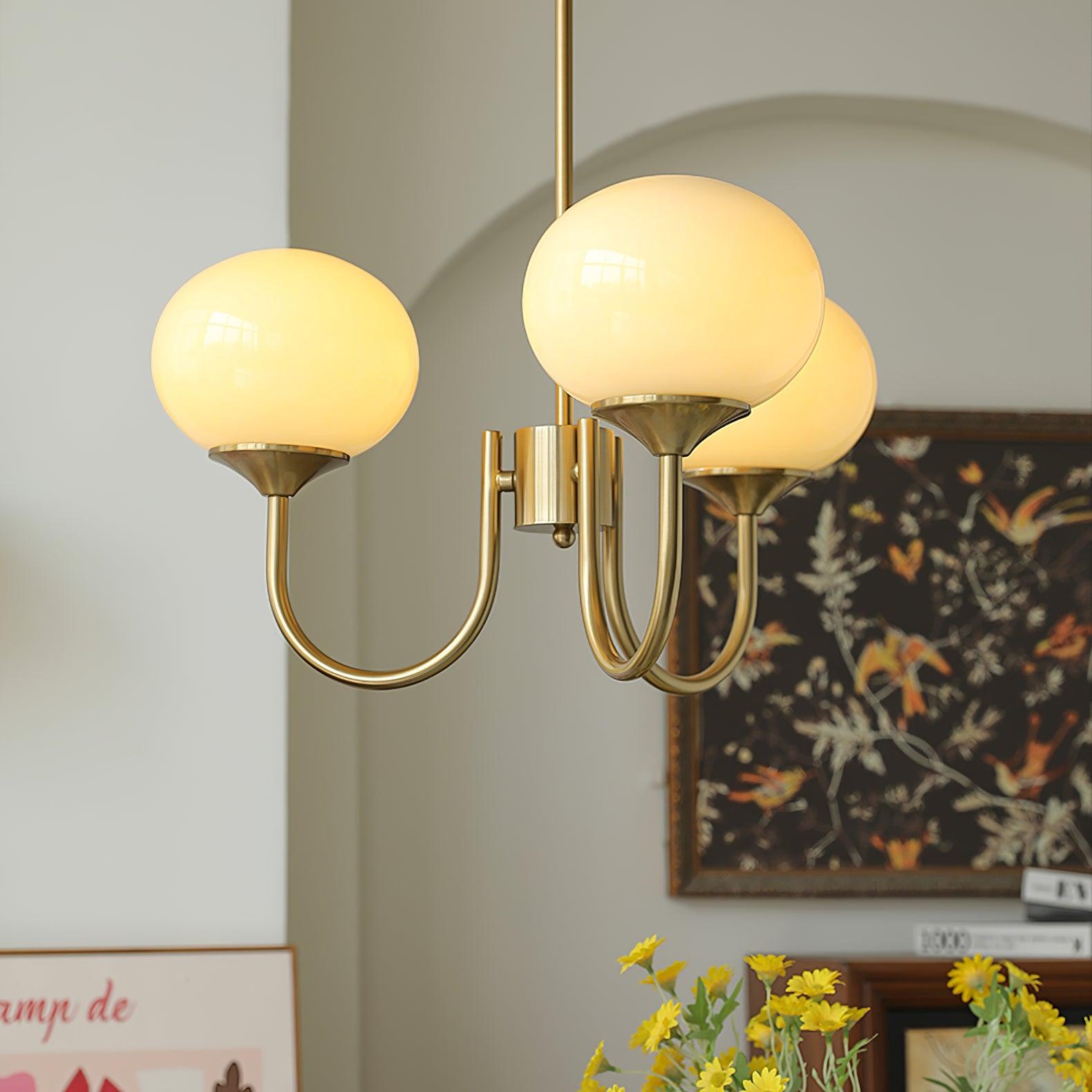 Lustra Kronleuchter Rosa Glaskugel Gold-Letslighting