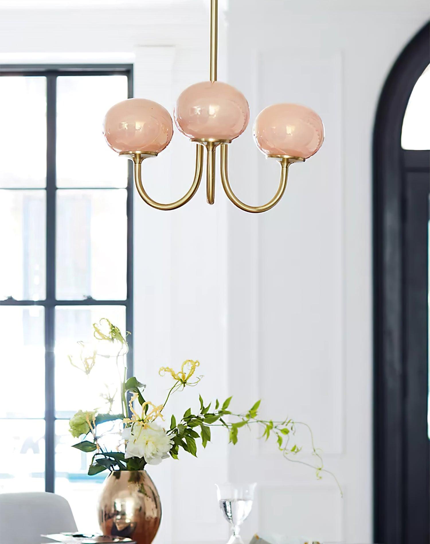 Lustra Kronleuchter Rosa Glaskugel Gold-Letslighting