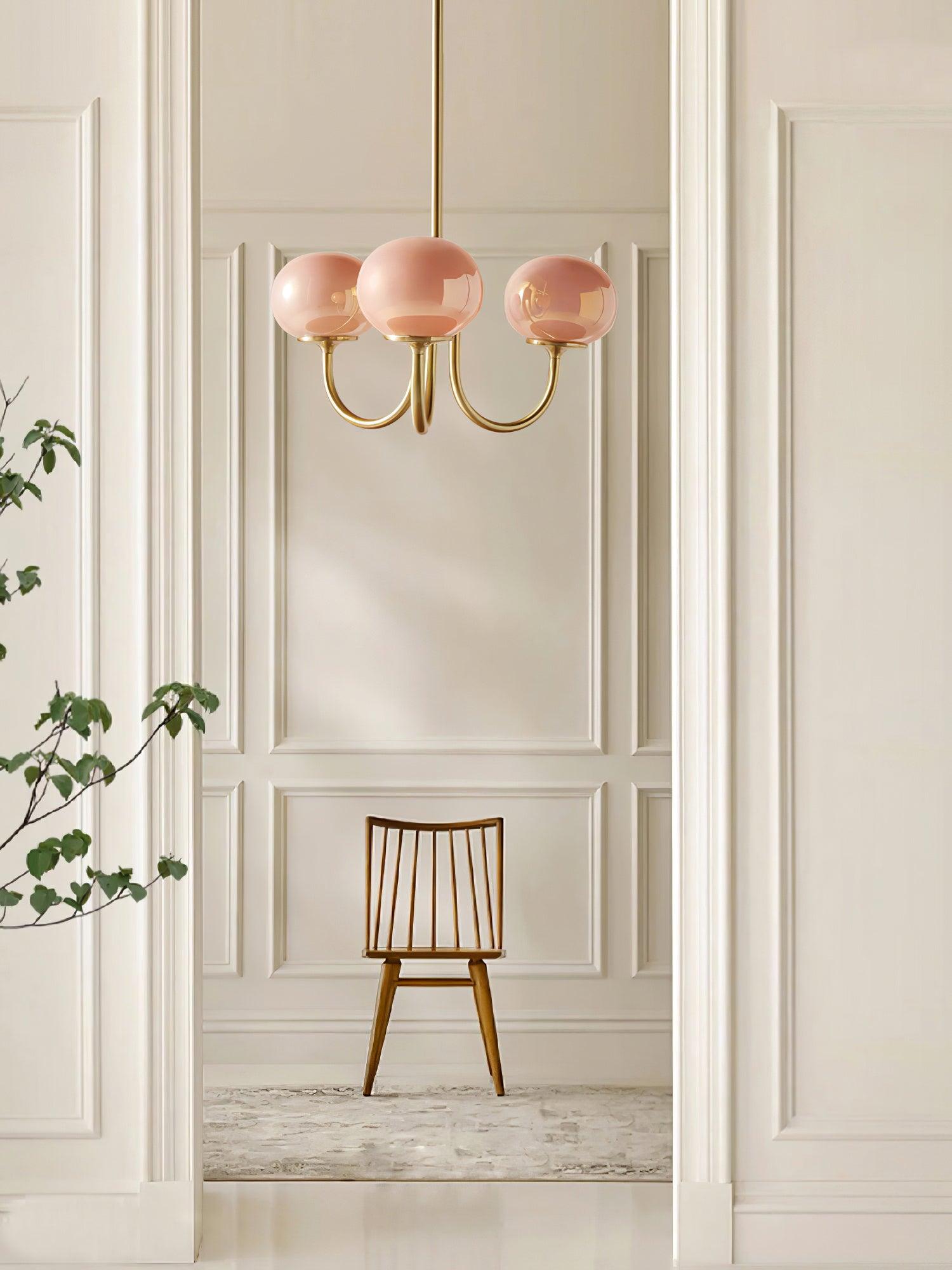 Lustra Kronleuchter Rosa Glaskugel Gold-Letslighting