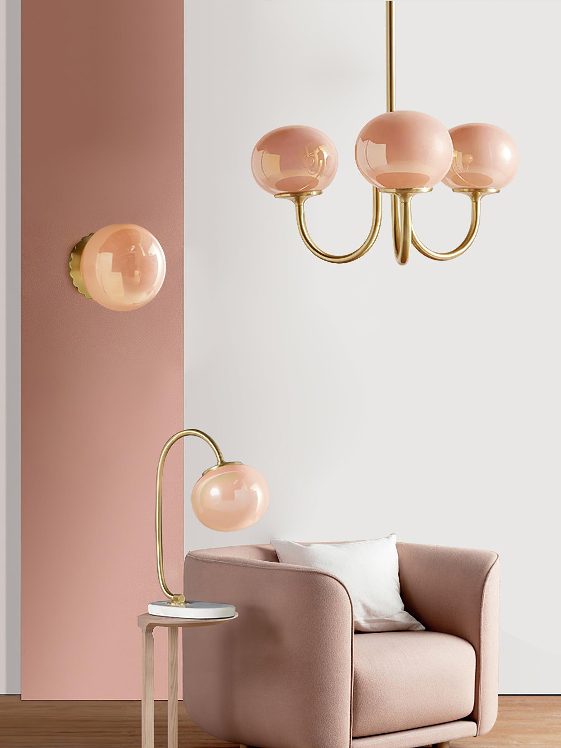 Lustra Kronleuchter Rosa Glaskugel Gold-Letslighting