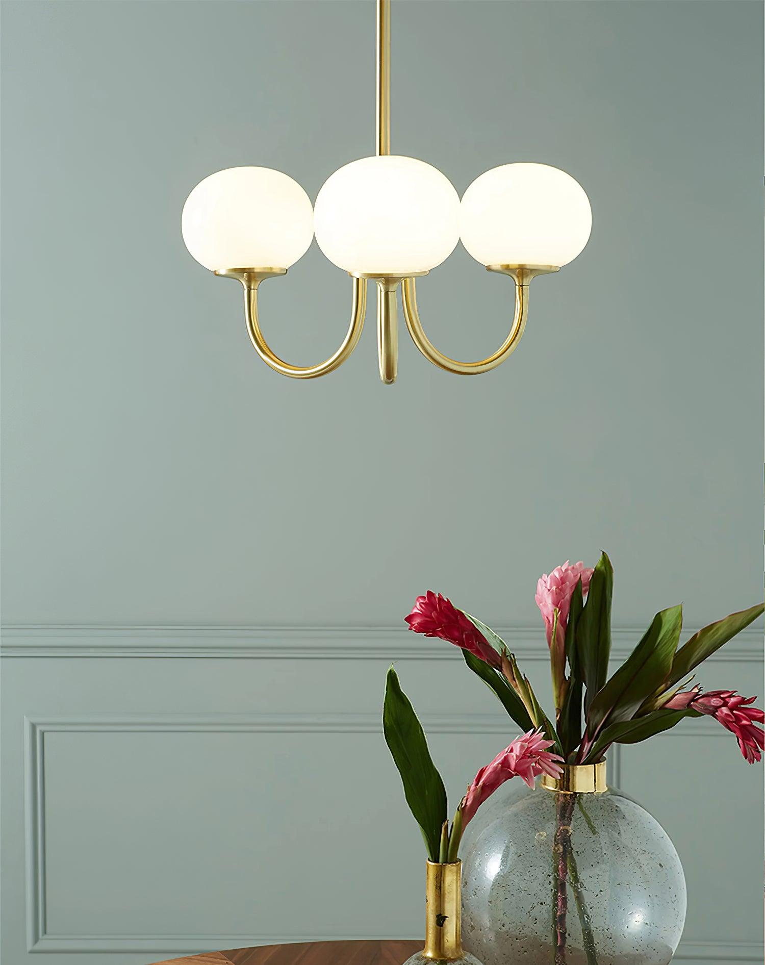 Lustra Kronleuchter Rosa Glaskugel Gold-Letslighting