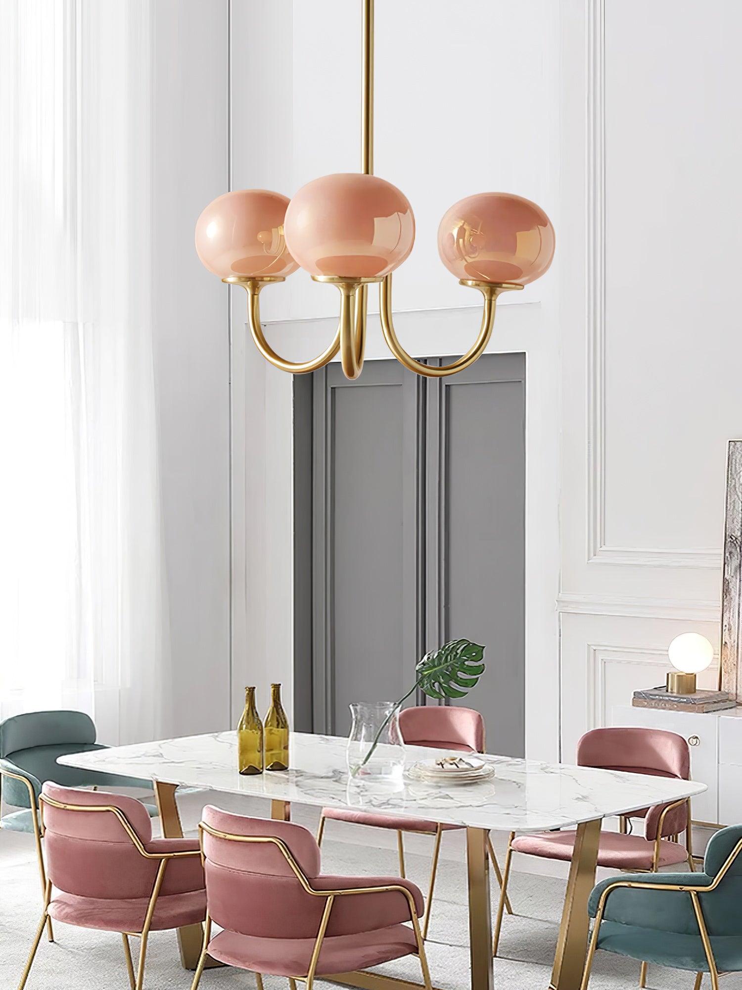 Lustra Kronleuchter Rosa Glaskugel Gold-Letslighting