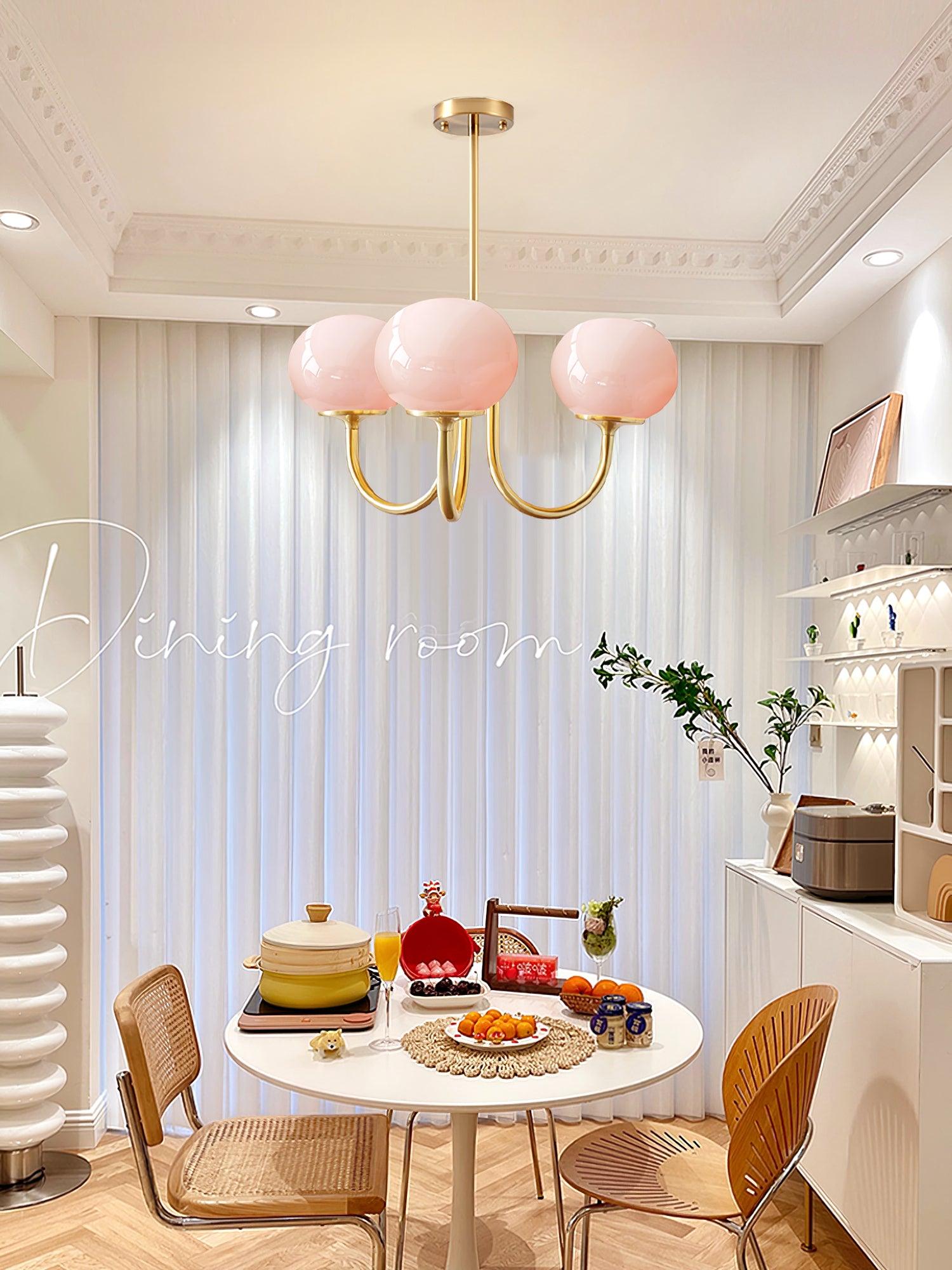 Lustra Kronleuchter Rosa Glaskugel Gold-Letslighting