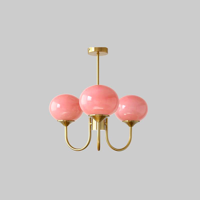 Lustra Kronleuchter Rosa Glaskugel Gold-Letslighting