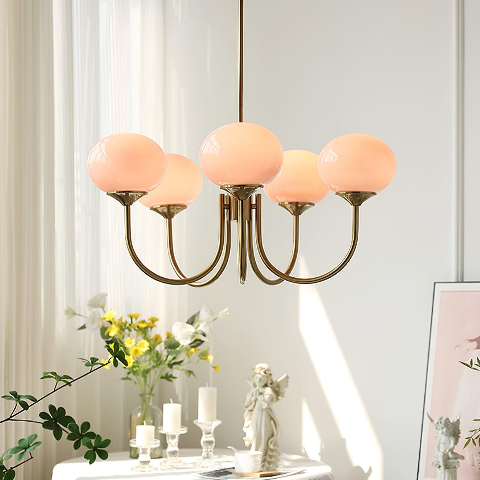 Lustra Kronleuchter Rosa Glaskugel Gold-Letslighting