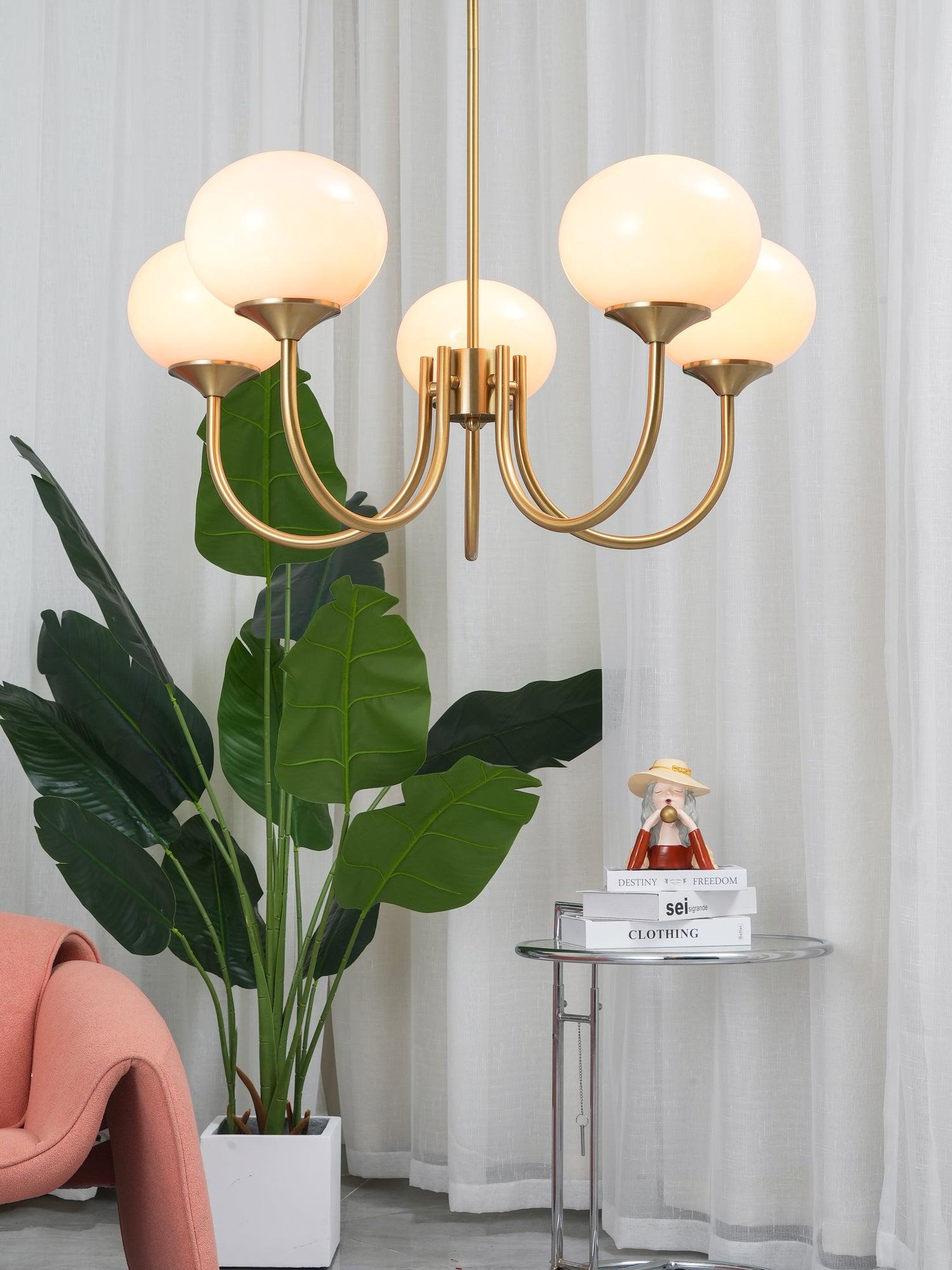 Lustra Kronleuchter Rosa Glaskugel Gold-Letslighting