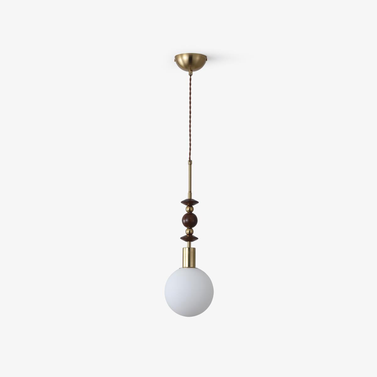 Norn Vintage-Globus-Pendelleuchte mit Holzperlen