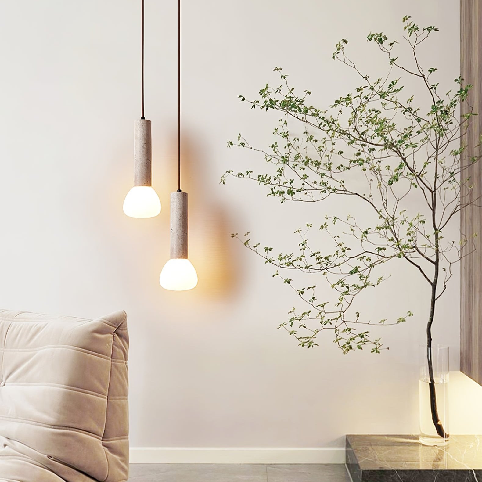 Cicaris Minimalist Travertine Pendant Light - Neutralighting