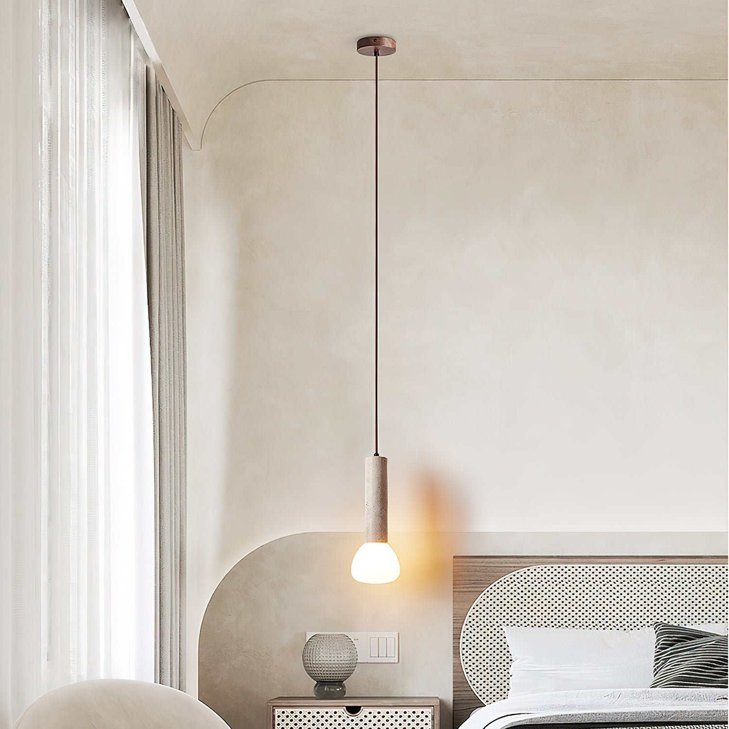 Cicaris Minimalist Travertine Pendant Light - Neutralighting