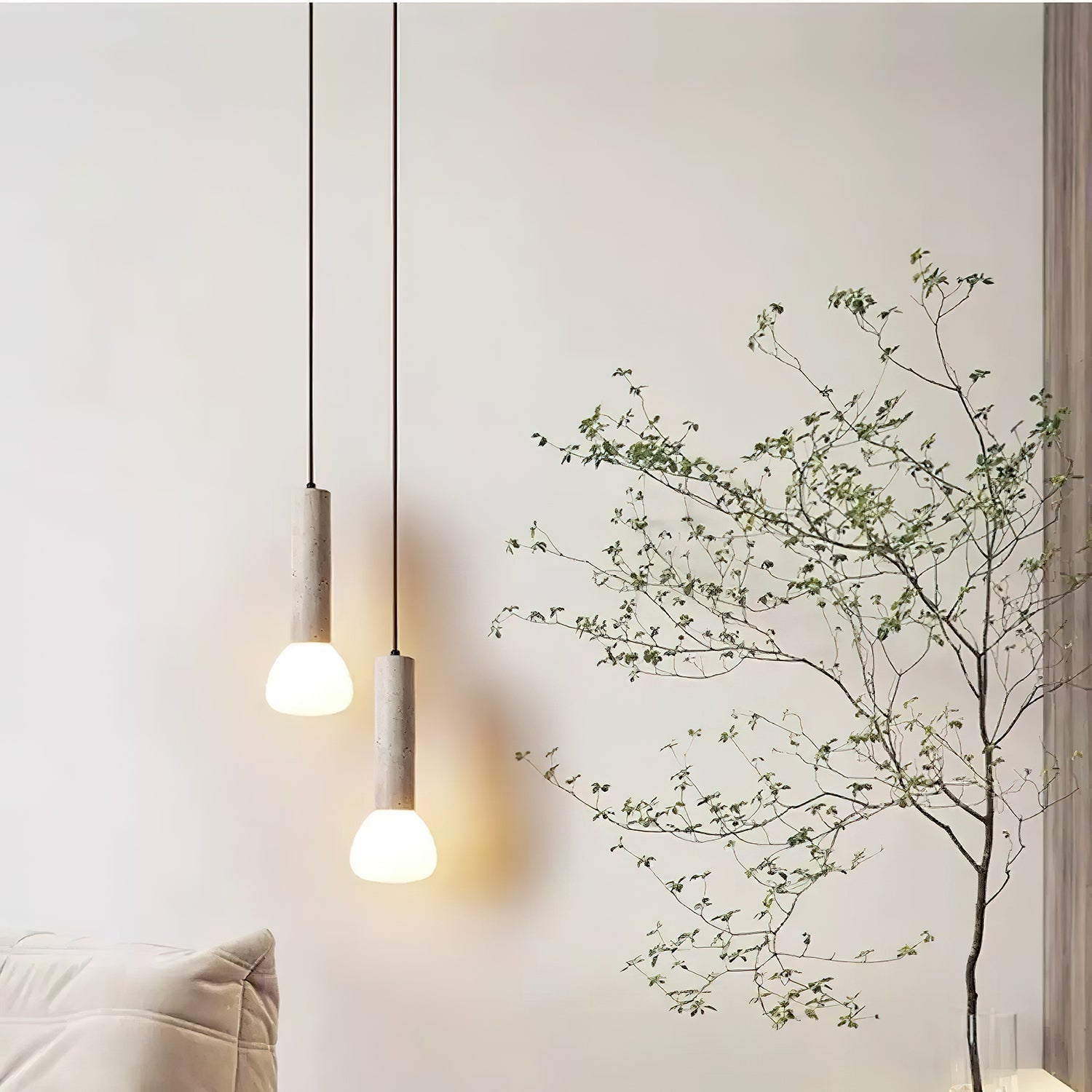 Cicaris Minimalist Travertine Pendant Light - Neutralighting