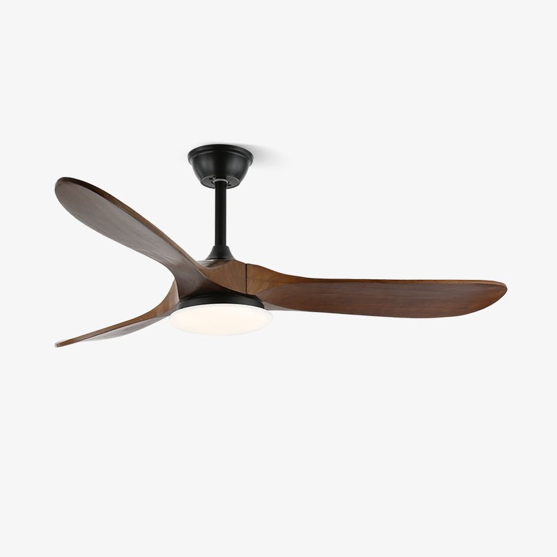 Velix Moderner Holz-Deckenventilator mit Beleuchtung in einem modernen Wohnzimmer