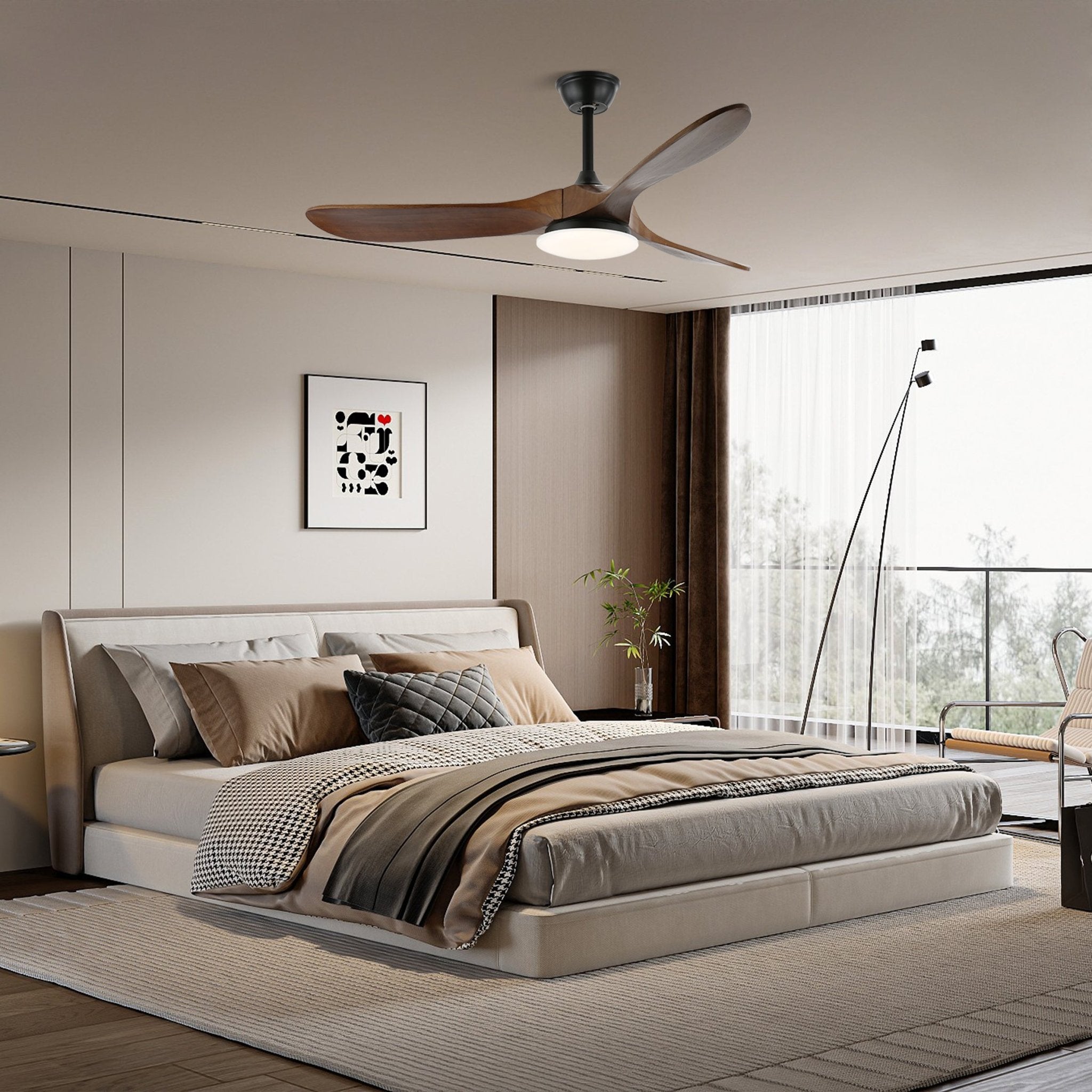 Velix Moderner Holz-Deckenventilator mit Beleuchtung in Naturholzmaserung