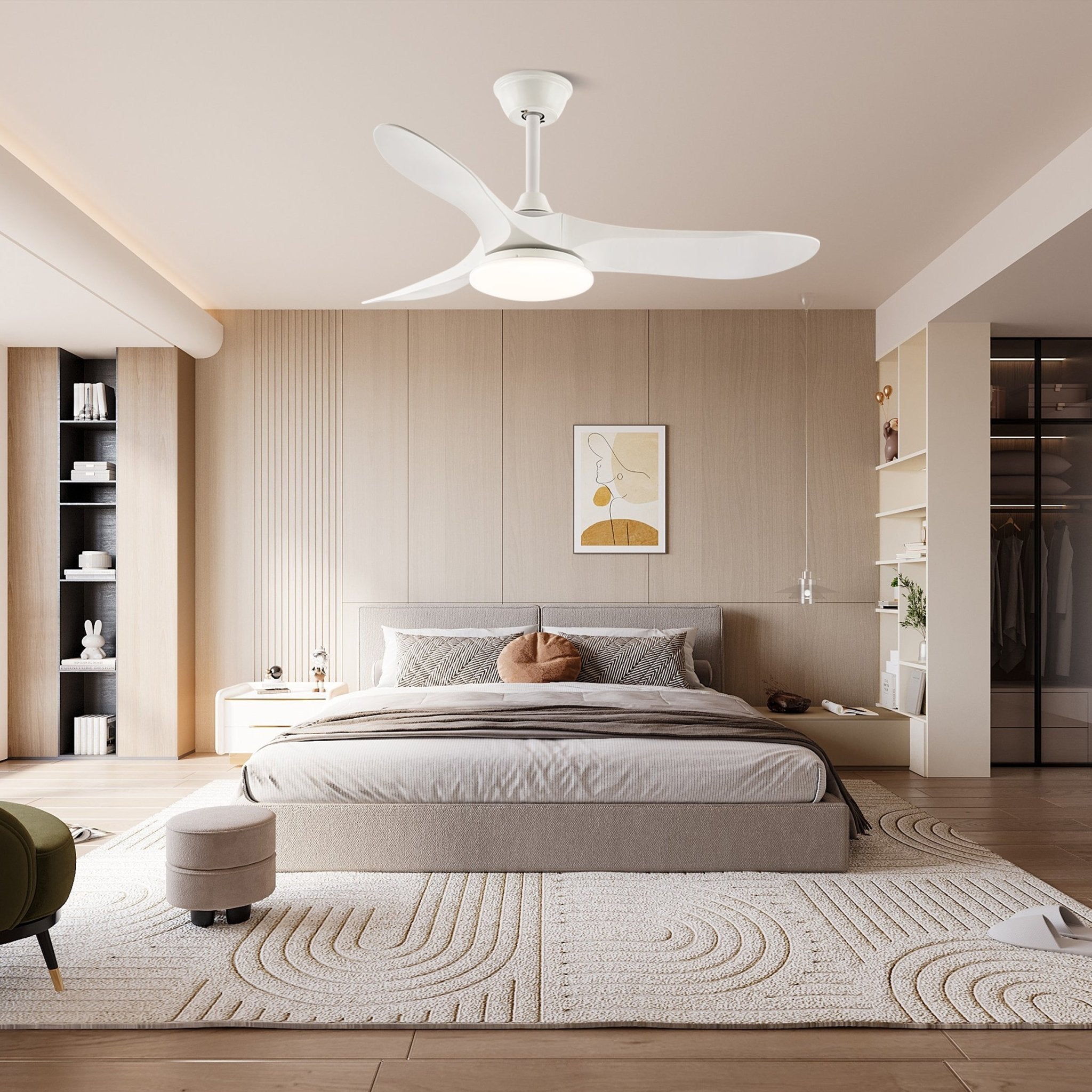 Oriken Minimalistische Deckenventilatorleuchte mit sich bewegenden Ventilatorflügeln