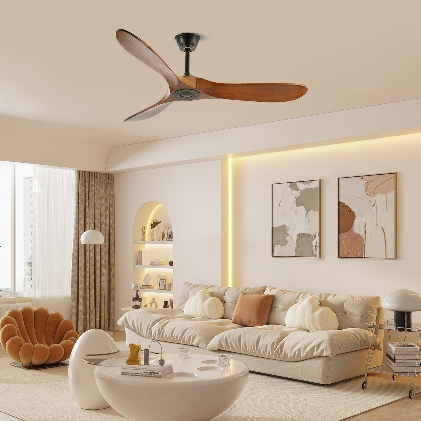 Aviona Holzdeckenventilator, geeignet für Innenbereiche.