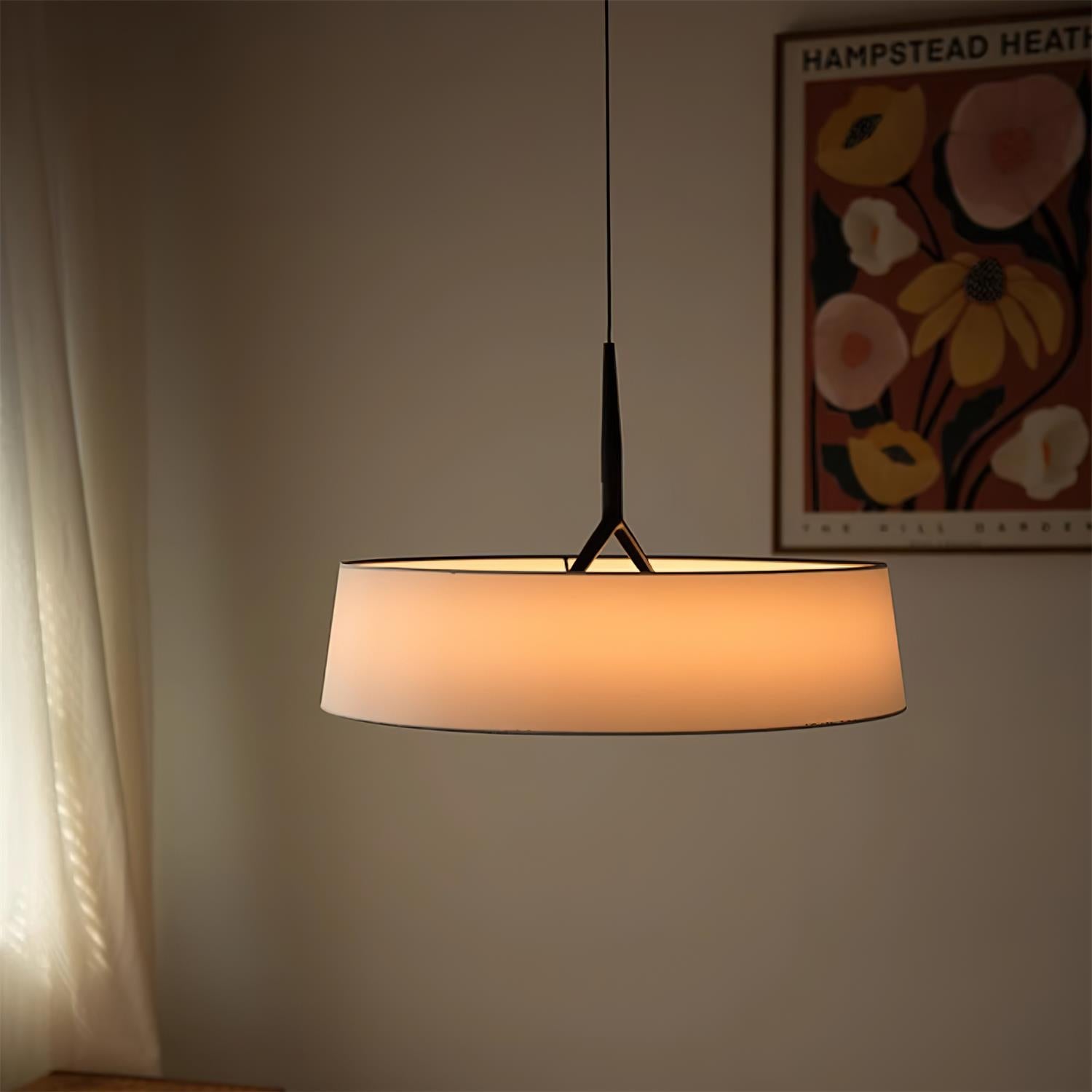 Pendelleuchte Weißer Stoff Trommel Modern-Letslighting
