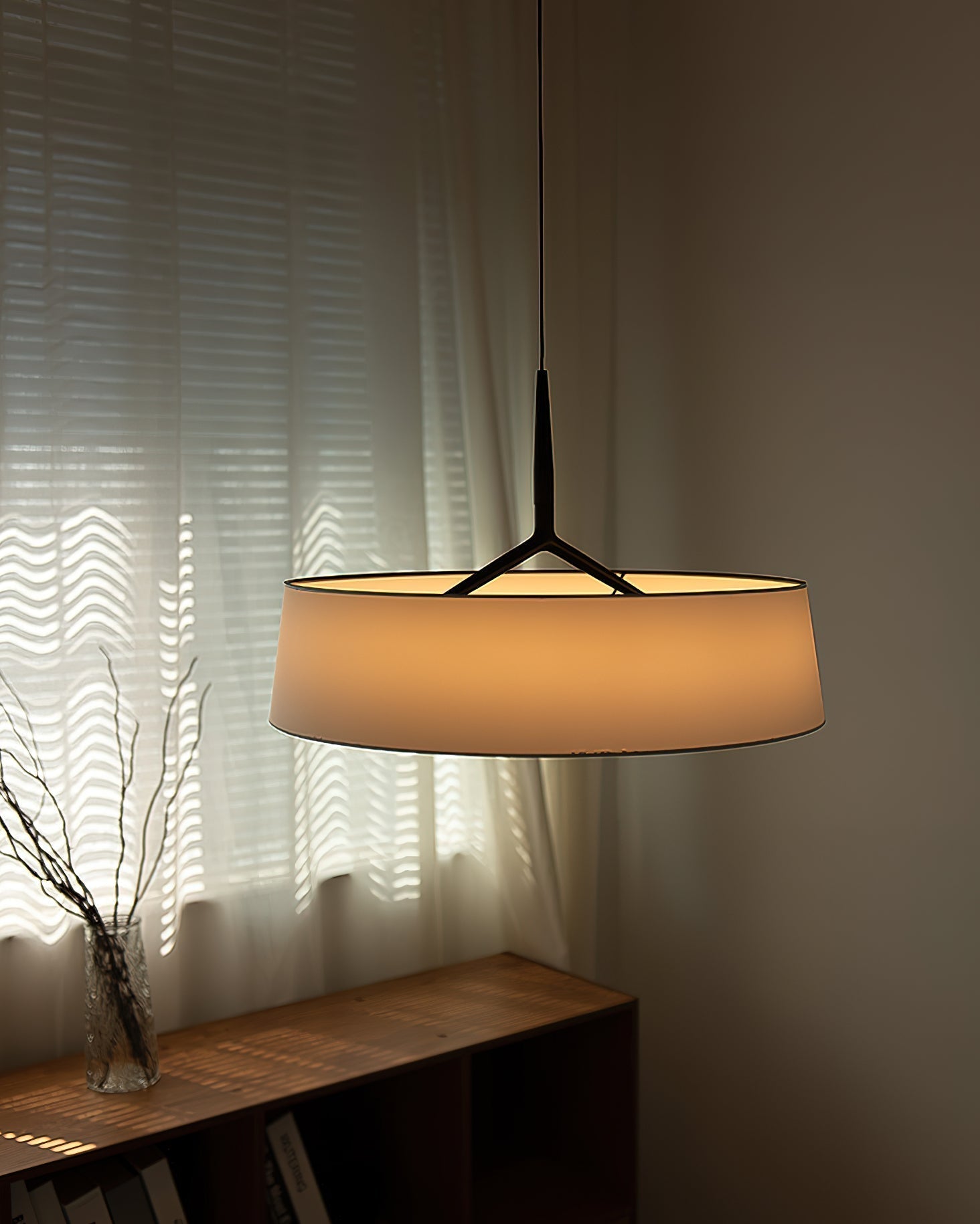 Pendelleuchte Weißer Stoff Trommel Modern-Letslighting