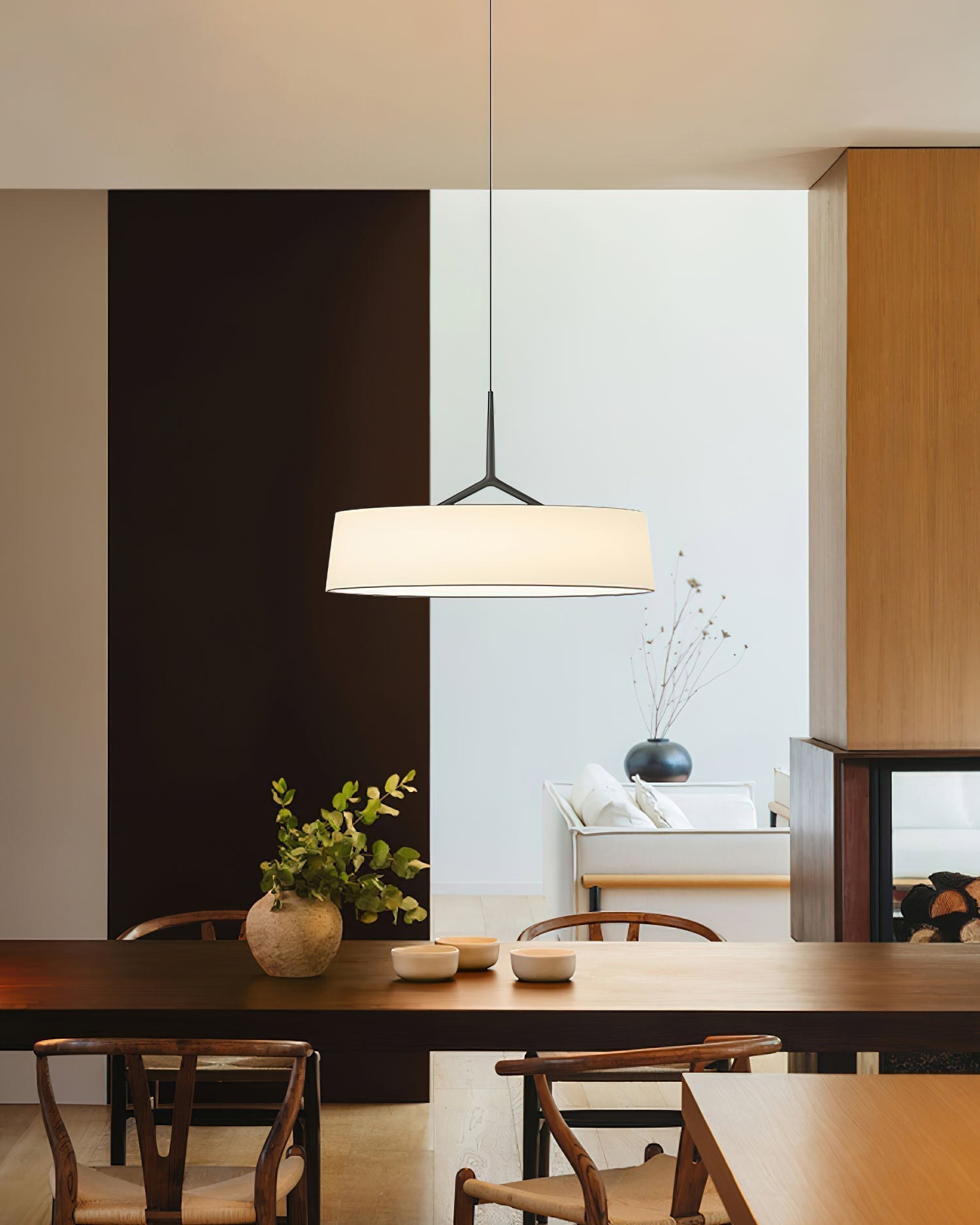 Pendelleuchte Weißer Stoff Trommel Modern-Letslighting