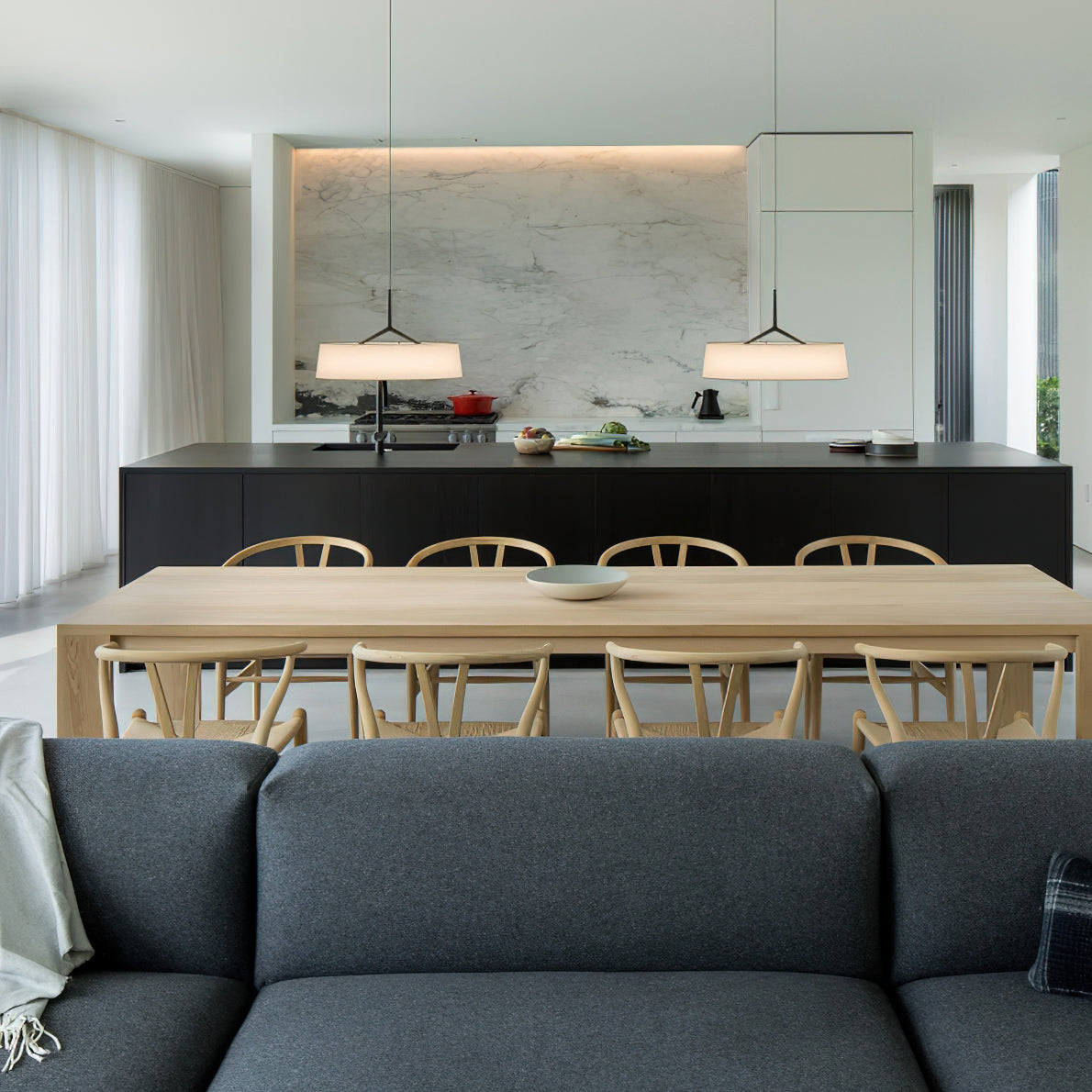 Pendelleuchte Weißer Stoff Trommel Modern-Letslighting