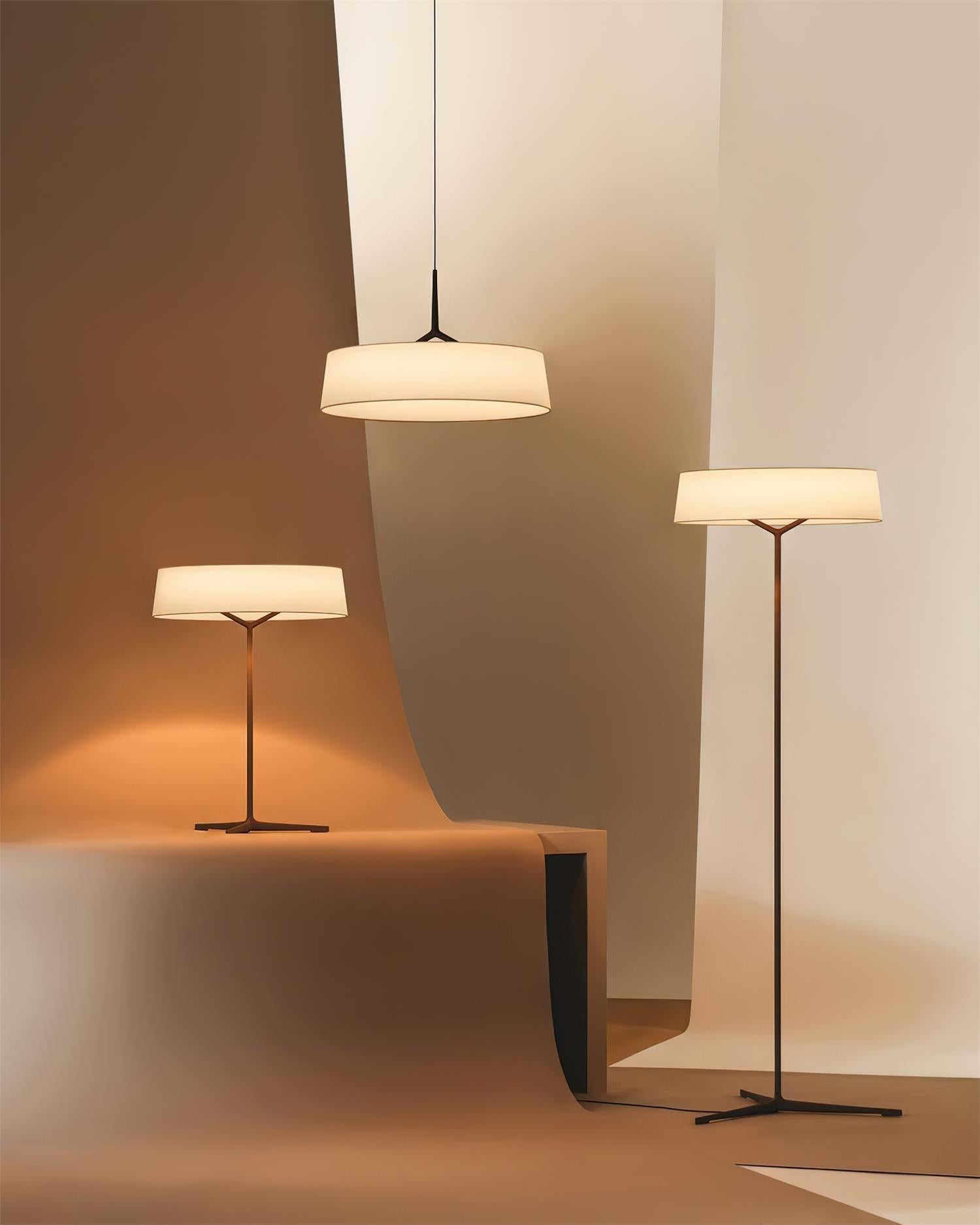 Pendelleuchte Weißer Stoff Trommel Modern-Letslighting