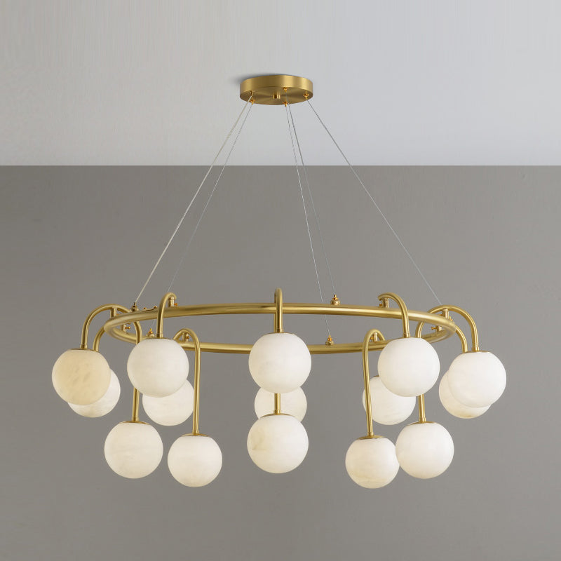 Zotalara Premium Elegance Brass Alabaster Chandelier - Letslighting