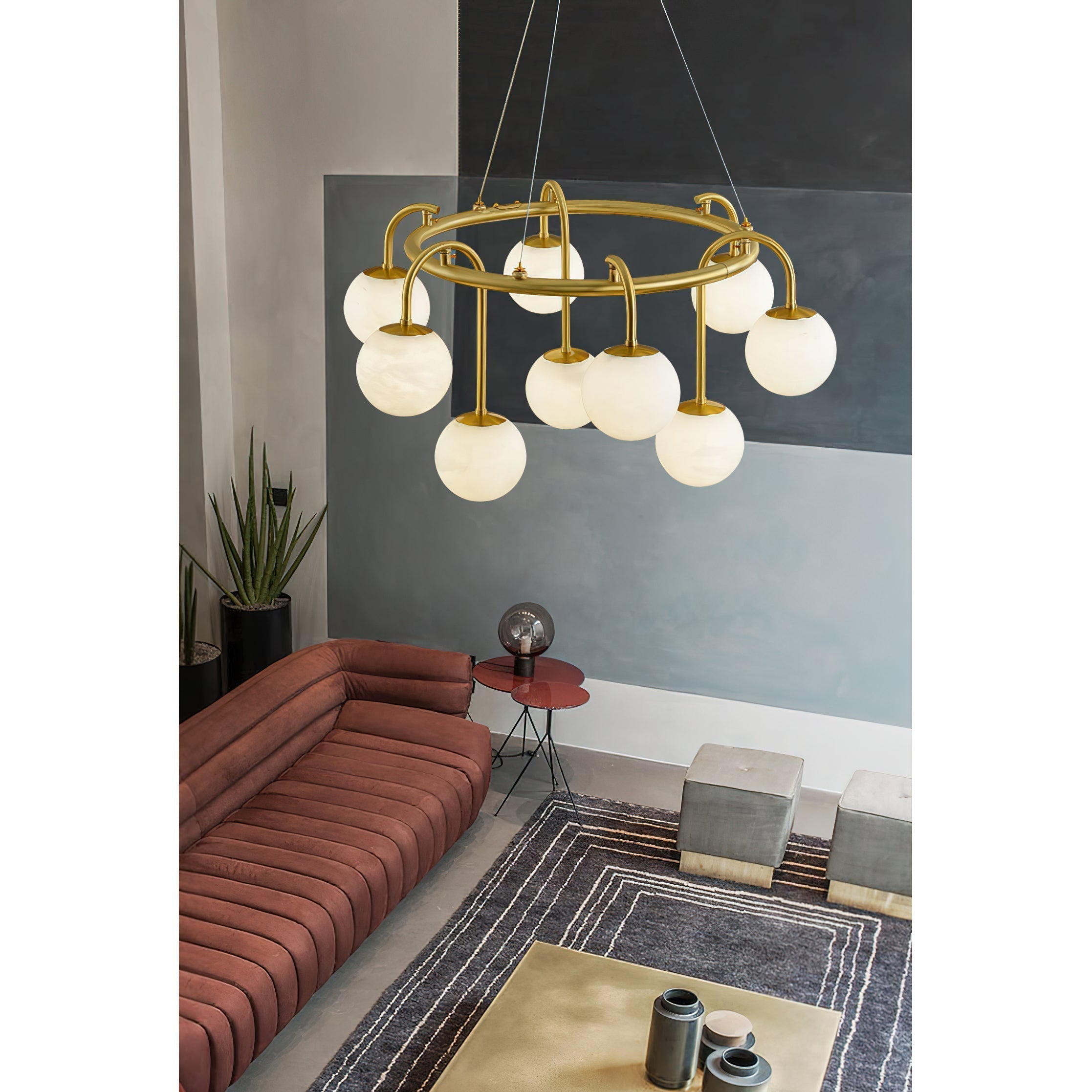 Zotalara Premium Elegance Brass Alabaster Chandelier - Letslighting