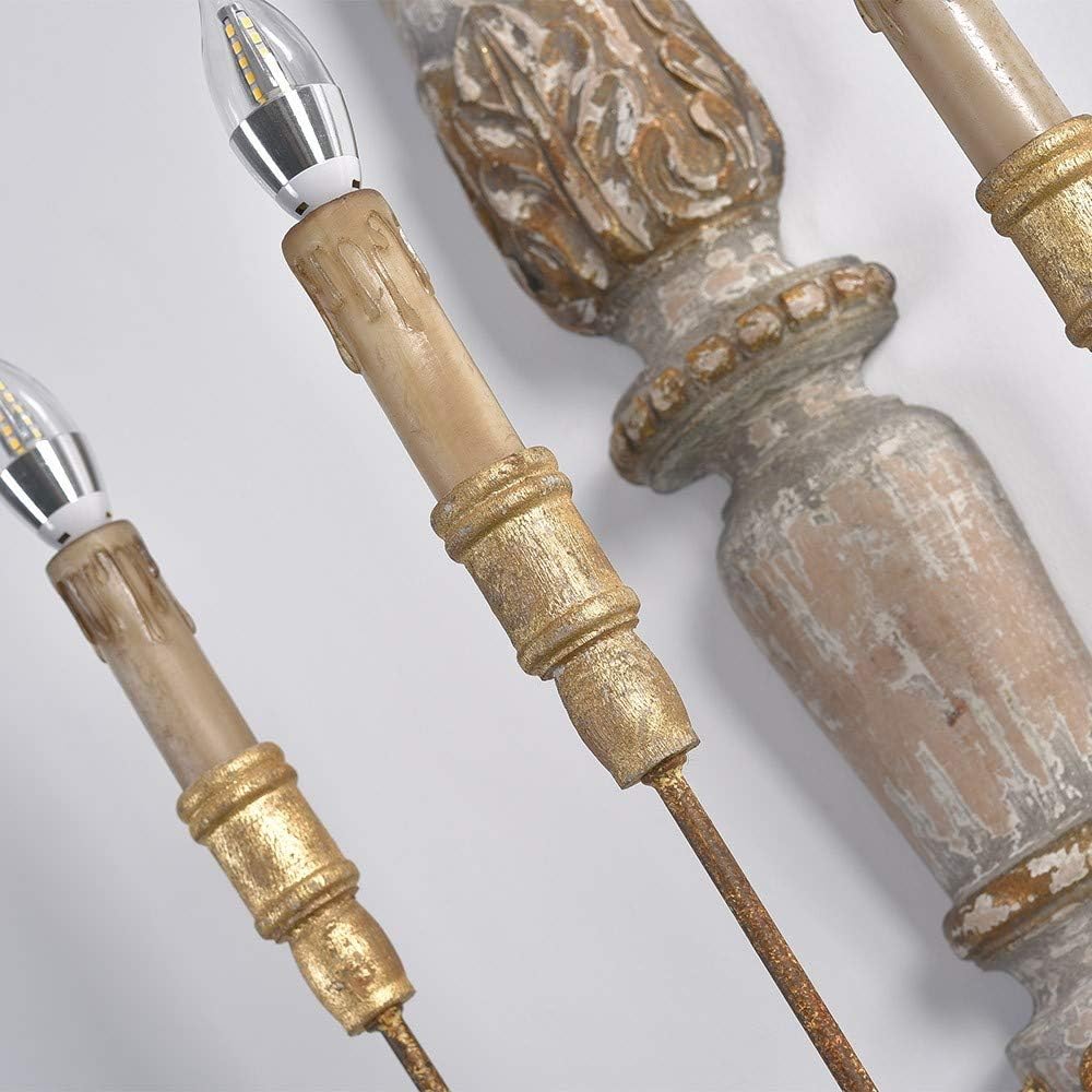 Vevenir Industrielle Vintage-Wandleuchte aus Holz mit Kerzenhalter-Letslighting