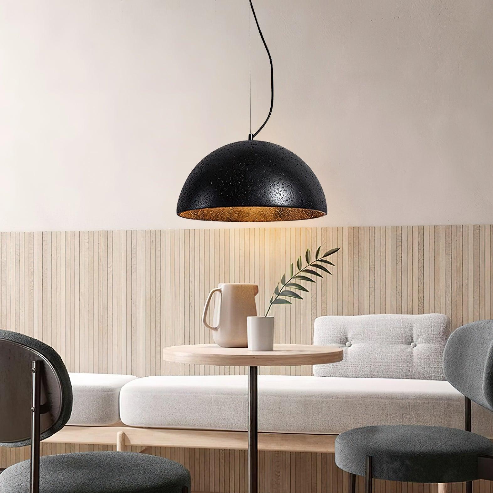 Ritta Pendant Light Travertine Dome Shade Industrial - Letslighting